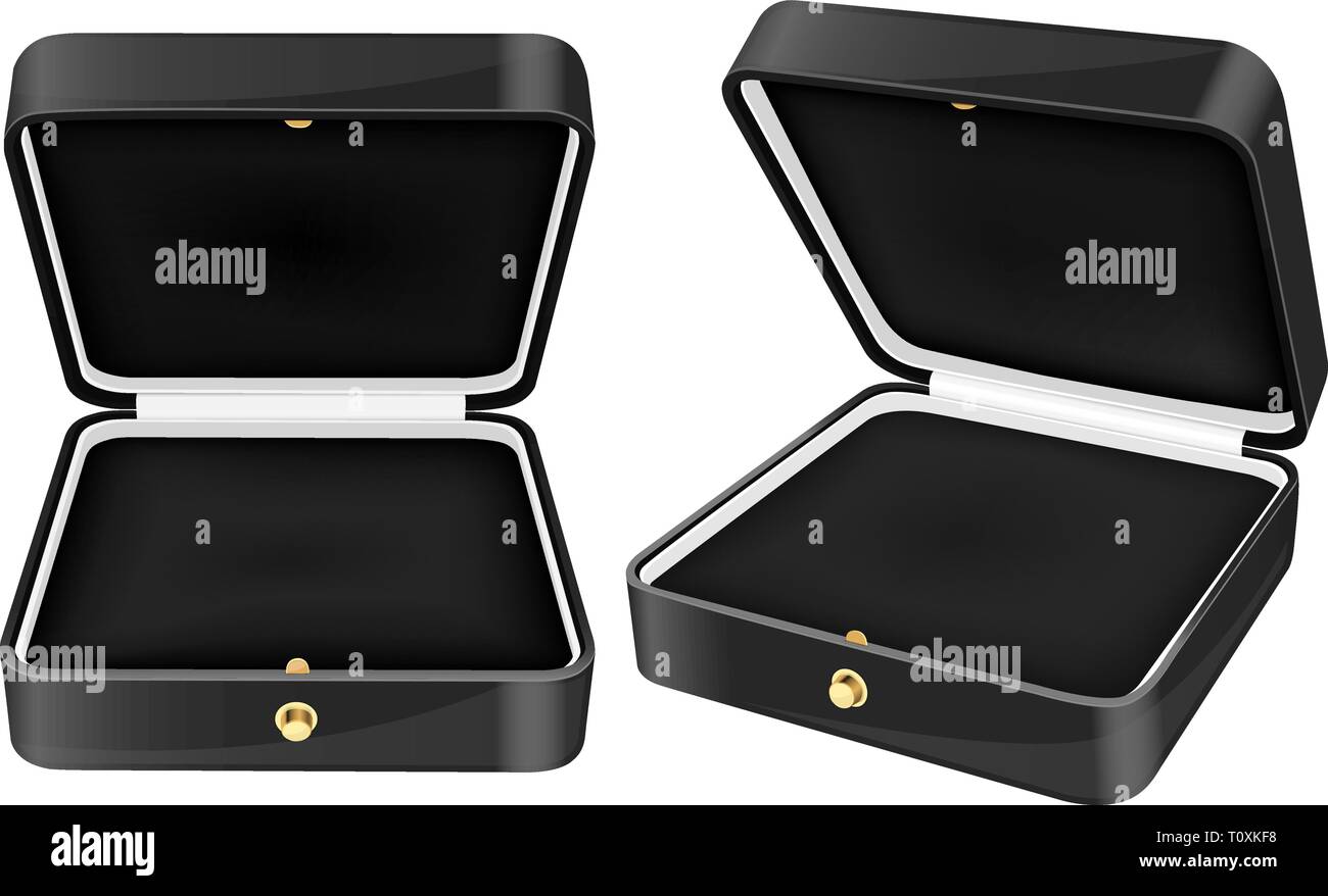 Black jewelry boxes. Open empty boxes Stock Vector Image & Art Alamy