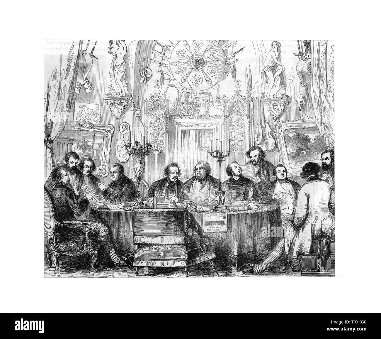 press / media, editorial office, wood engraving, by Henri Valentin (1820 - 1855), from: 'L'Illustration', Paris, 1851, Artist's Copyright has not to be cleared Stock Photo