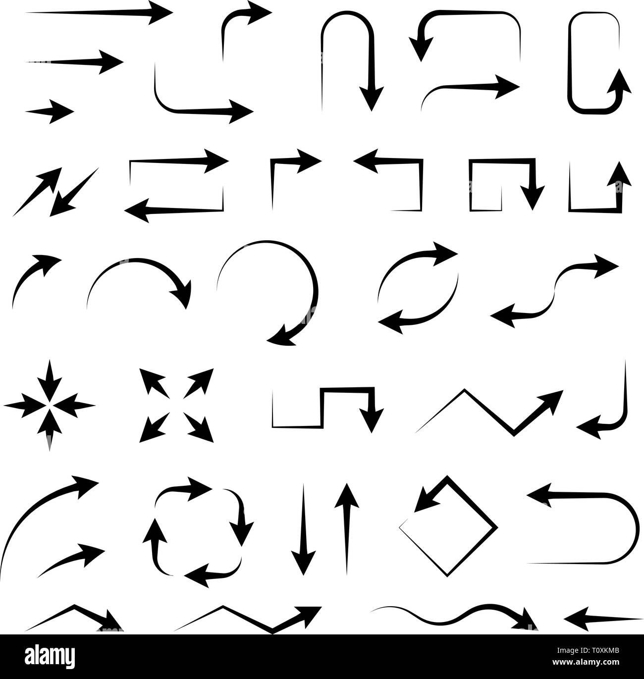 Arrows. Black hand drawn signs Stock Vector Image & Art - Alamy