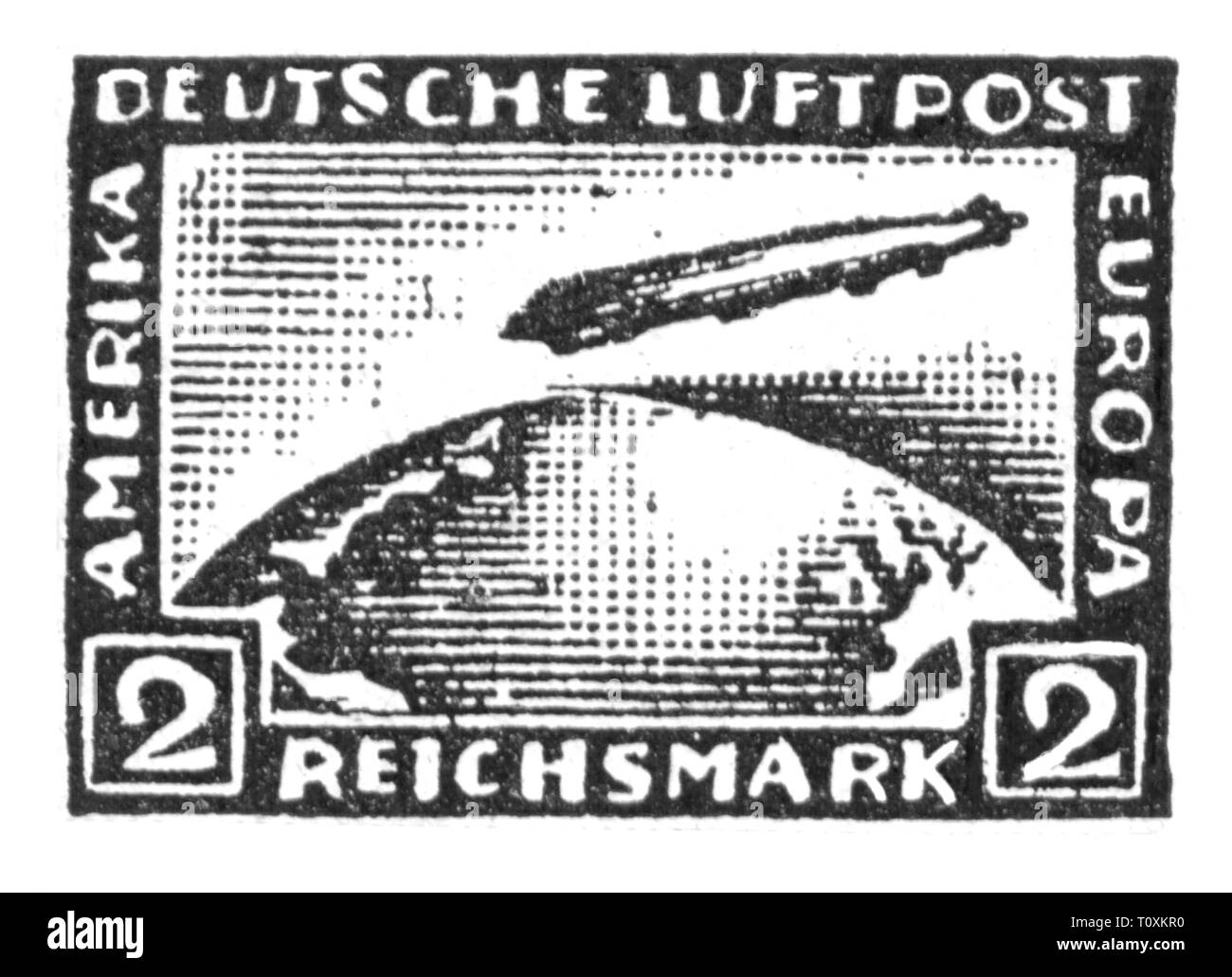 mail, postage stamps, Germany, German Reichspost (Reich Mail), 2 reichsmark postage stamp, German airmail, 1931, Additional-Rights-Clearance-Info-Not-Available Stock Photo