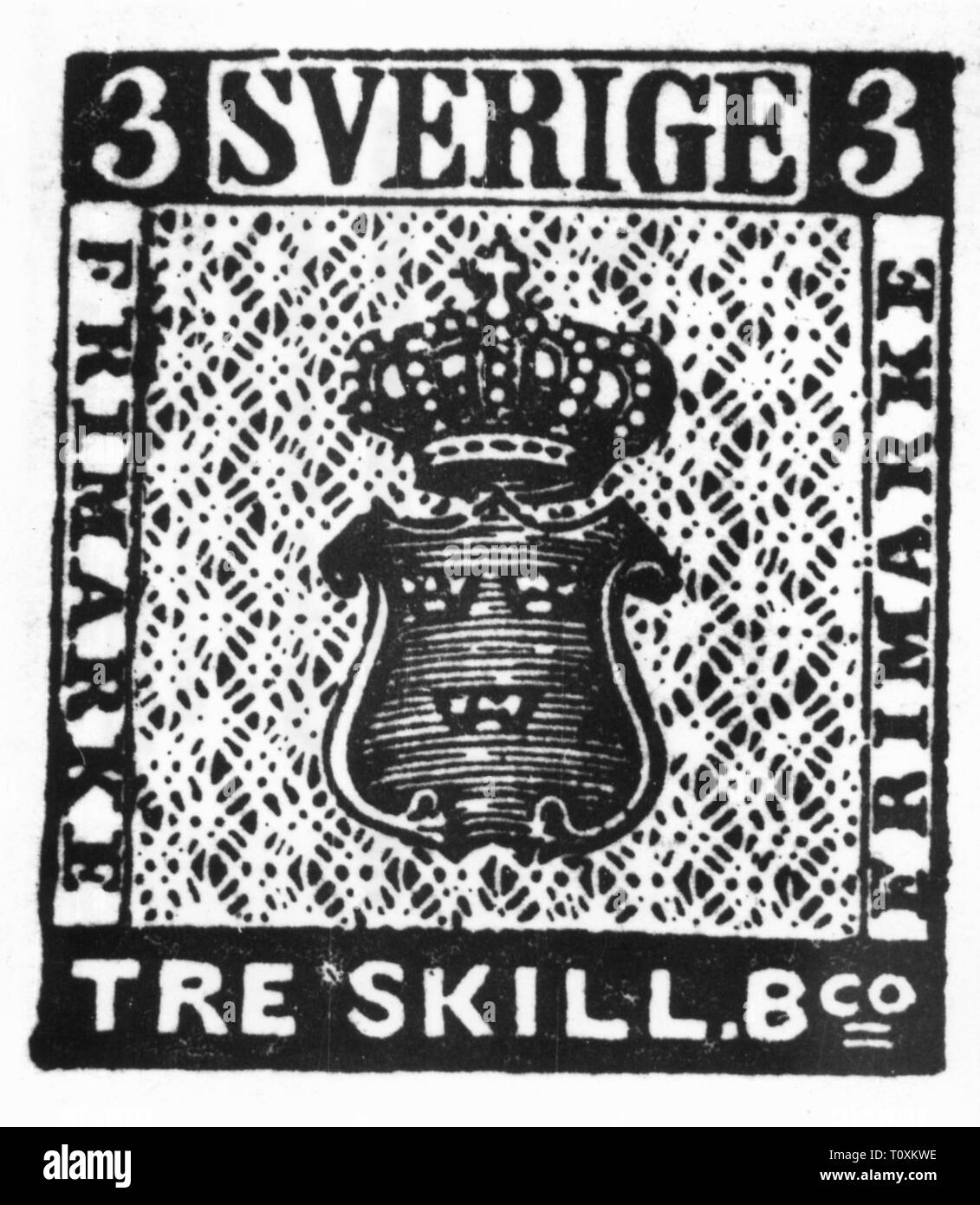 mail, postage stamps, Sweden, Tre Skilling Banco, date of issue: 1855,  three, 3, shilling, bob, shillings, bobs, coat of arms, kingdom, realm,  kingdoms, crown, crowns, , 19th century, mail, post, postage stamps,