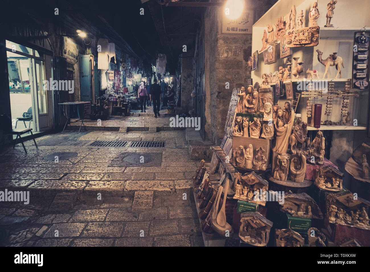 Gift shop with religious souvenirs in some Jerusalem shopping street