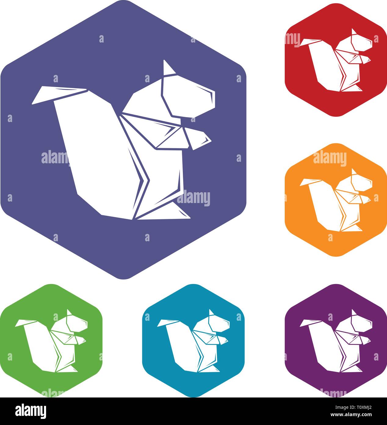 Origami squirrel icons vector hexahedron Stock Vector