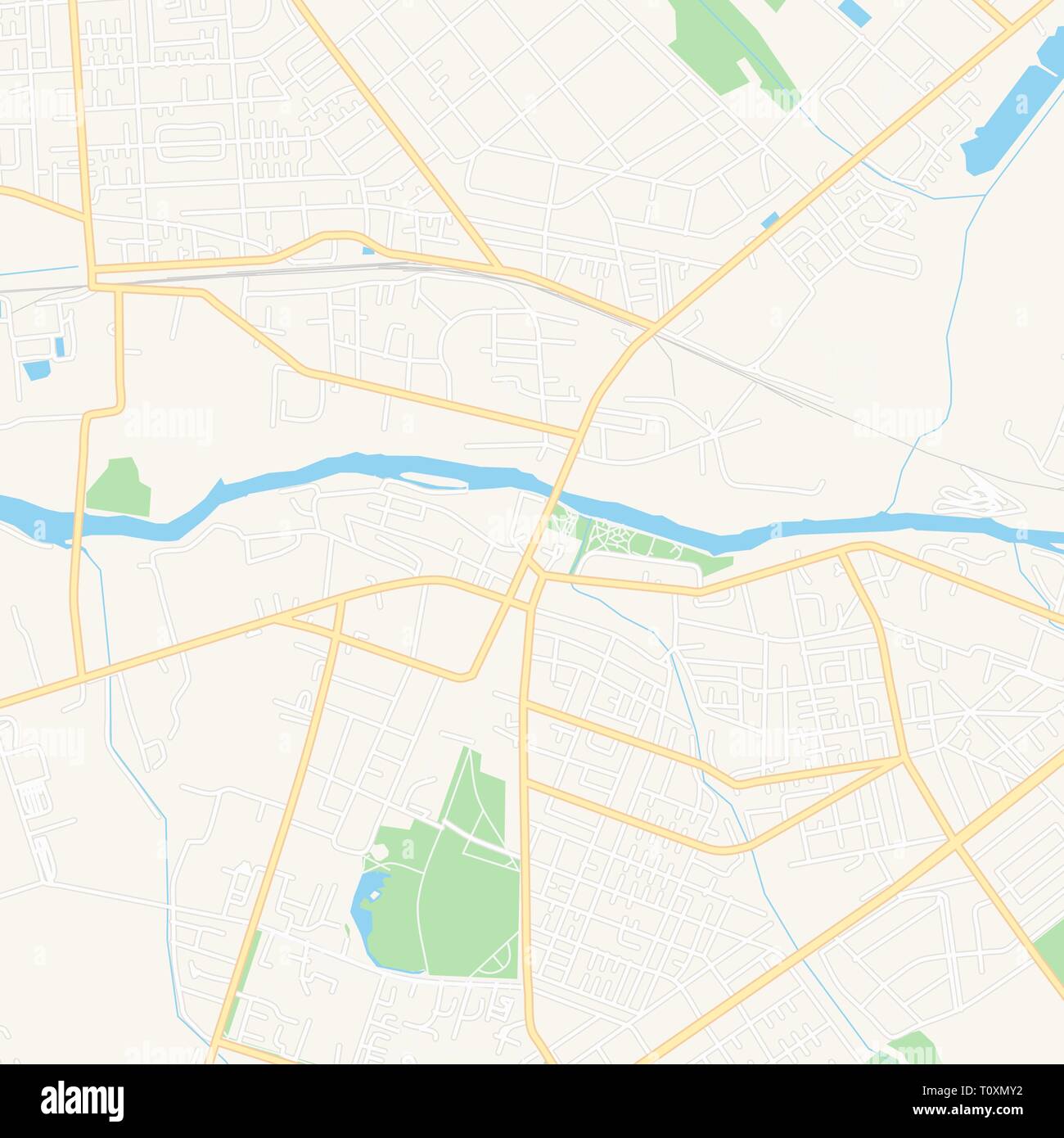 Printable map of Kobryn, Belarus with main and secondary roads and ...