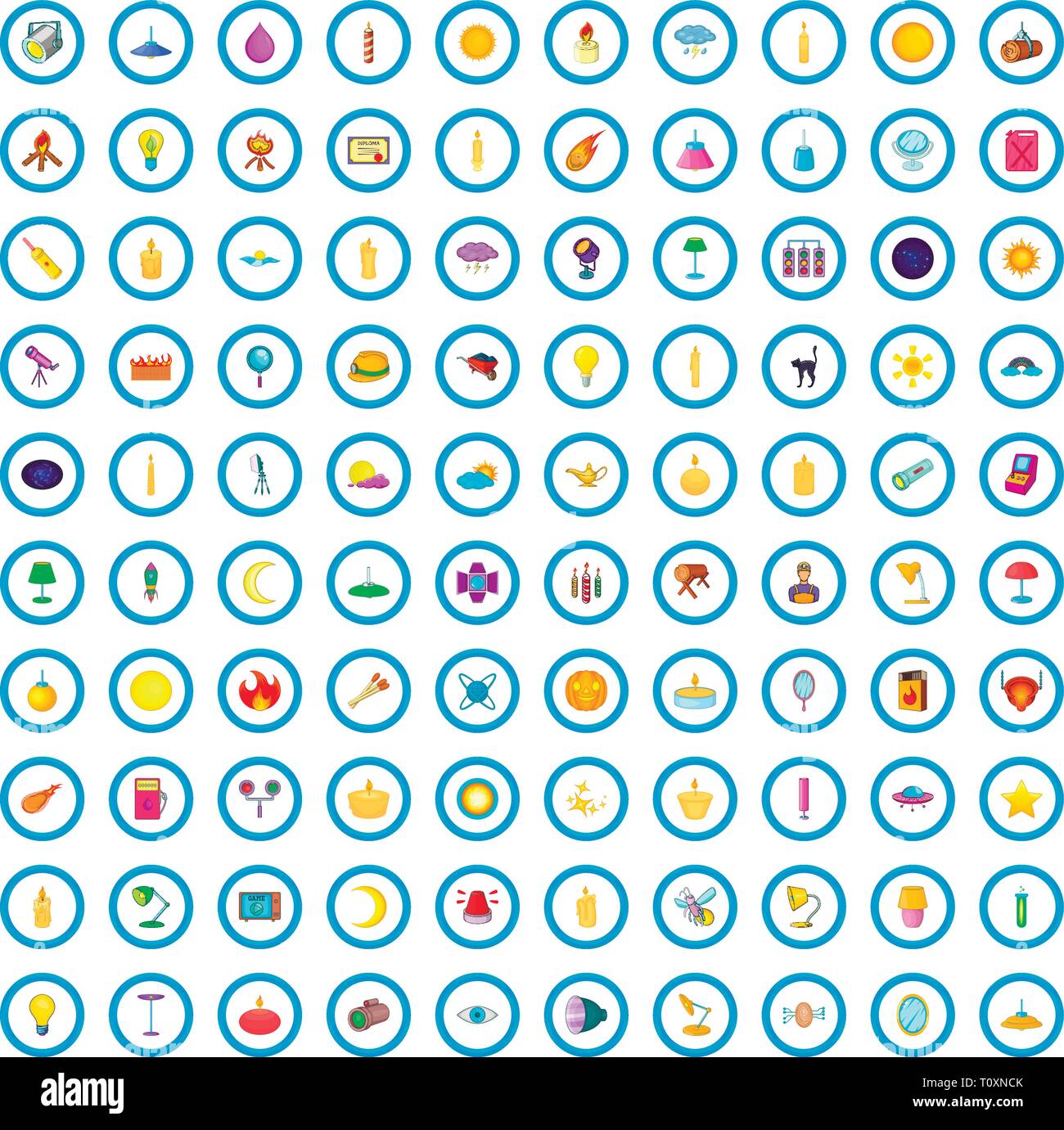 100 light source icons set, cartoon style Stock Vector Image & Art - Alamy