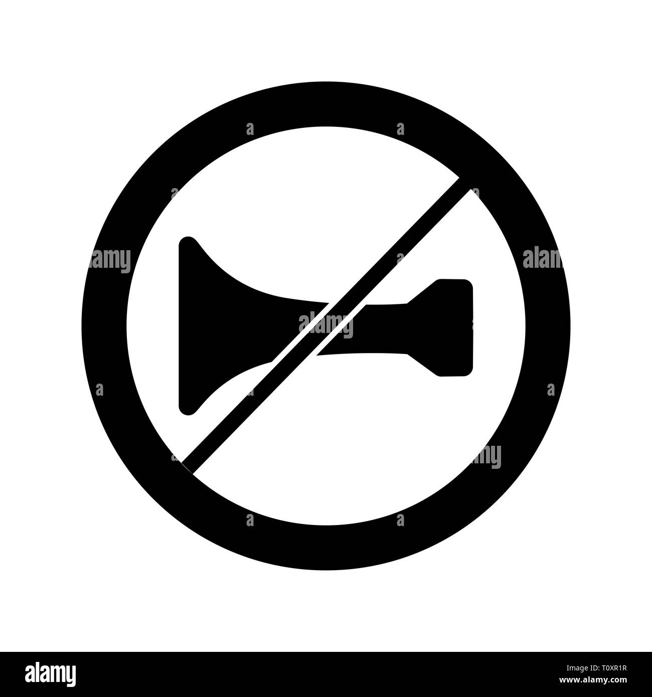 Illustration  Audible warning devices prohibited Icon... Stock Photo