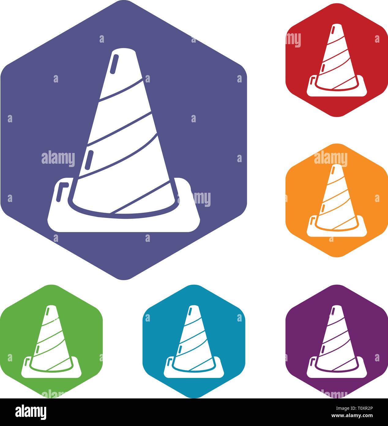 Cone road icons vector hexahedron Stock Vector