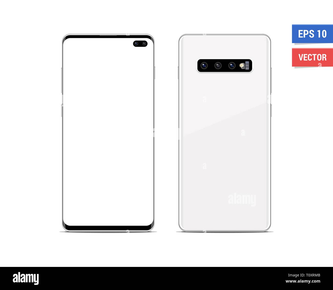 Realistic vector flat mock-up Samsung Galaxy S10+ with blank screen  isolated on white background. Scale image any resolution Stock Vector Image  & Art - Alamy