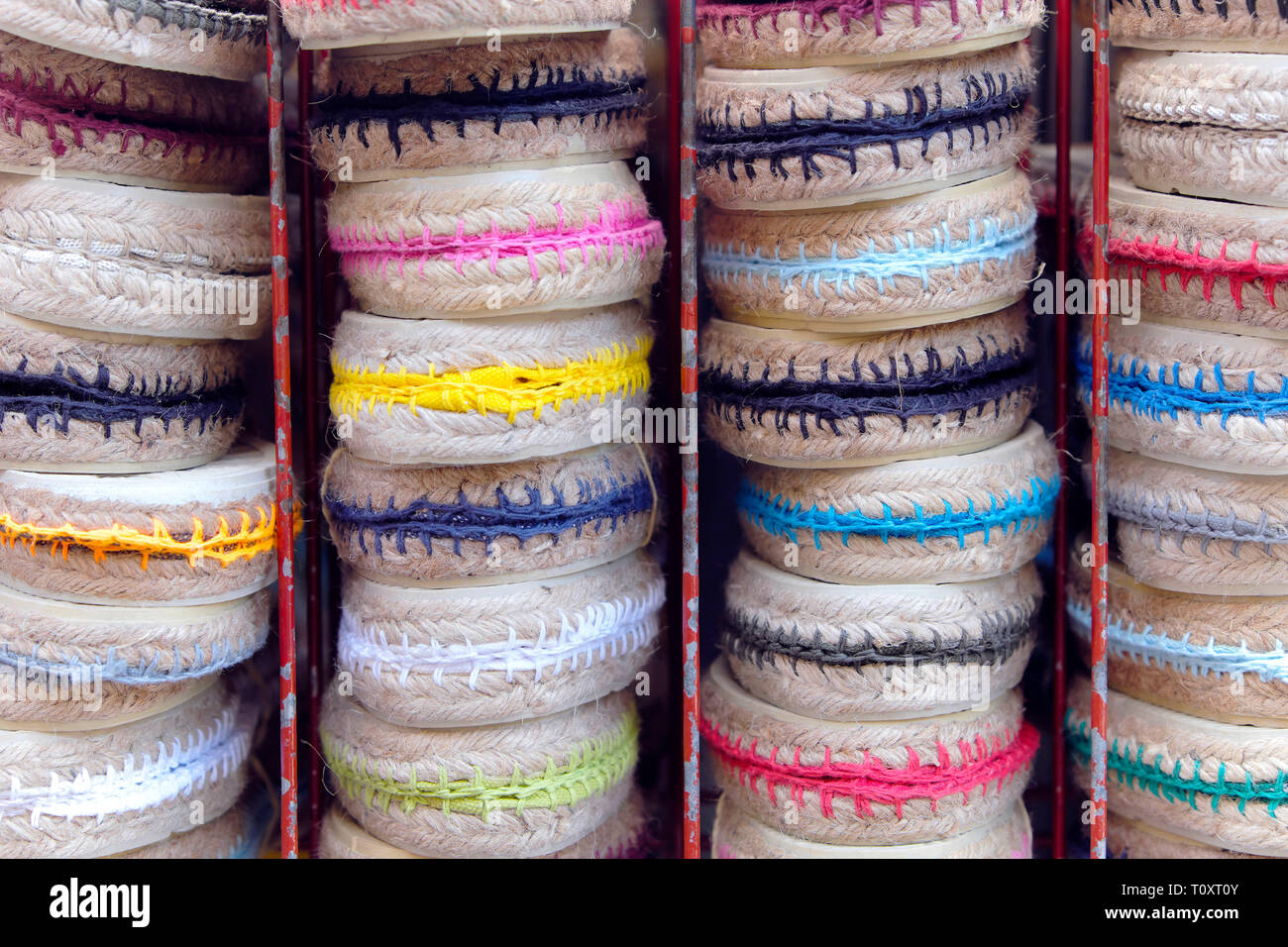 Espadrilles made in the Basque Country, in Saint-Jean-Pied-de-Port Stock Photo