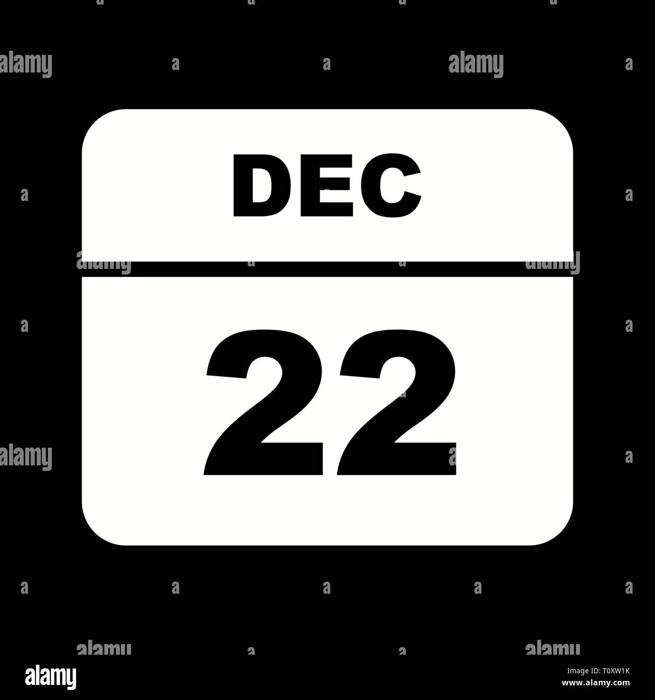 December 22nd Date on a Single Day Calendar Stock Photo Alamy