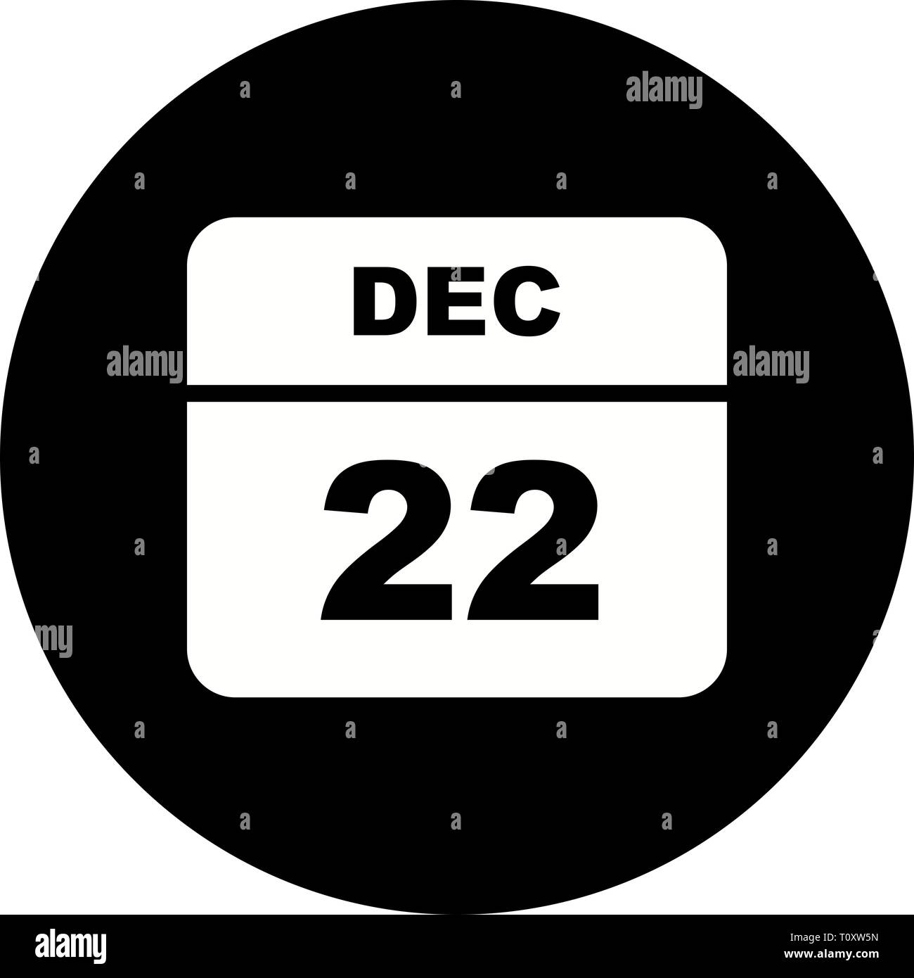 December 22nd Date on a Single Day Calendar Stock Photo Alamy