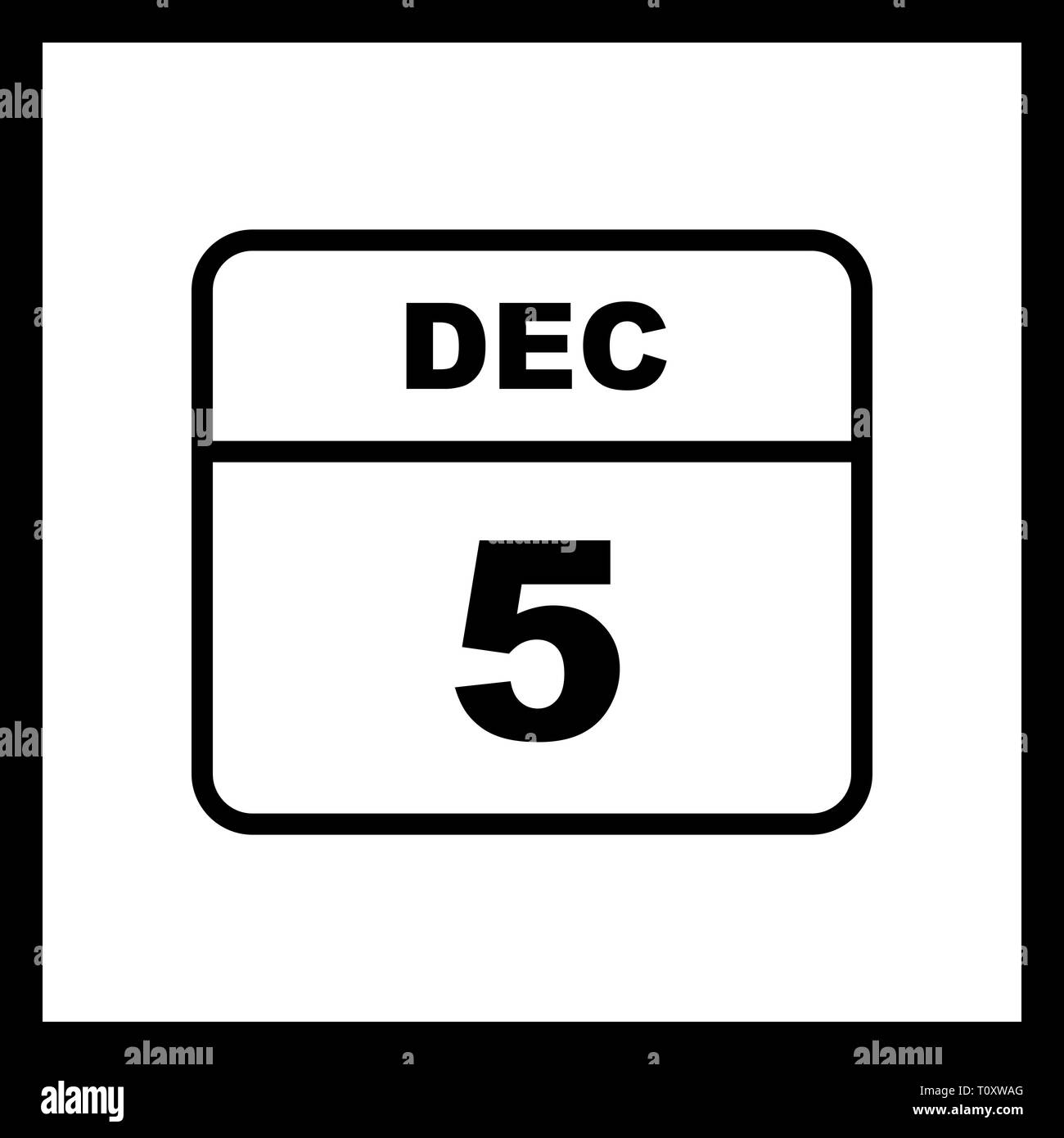 December 5th Date on a Single Day Calendar Stock Photo Alamy