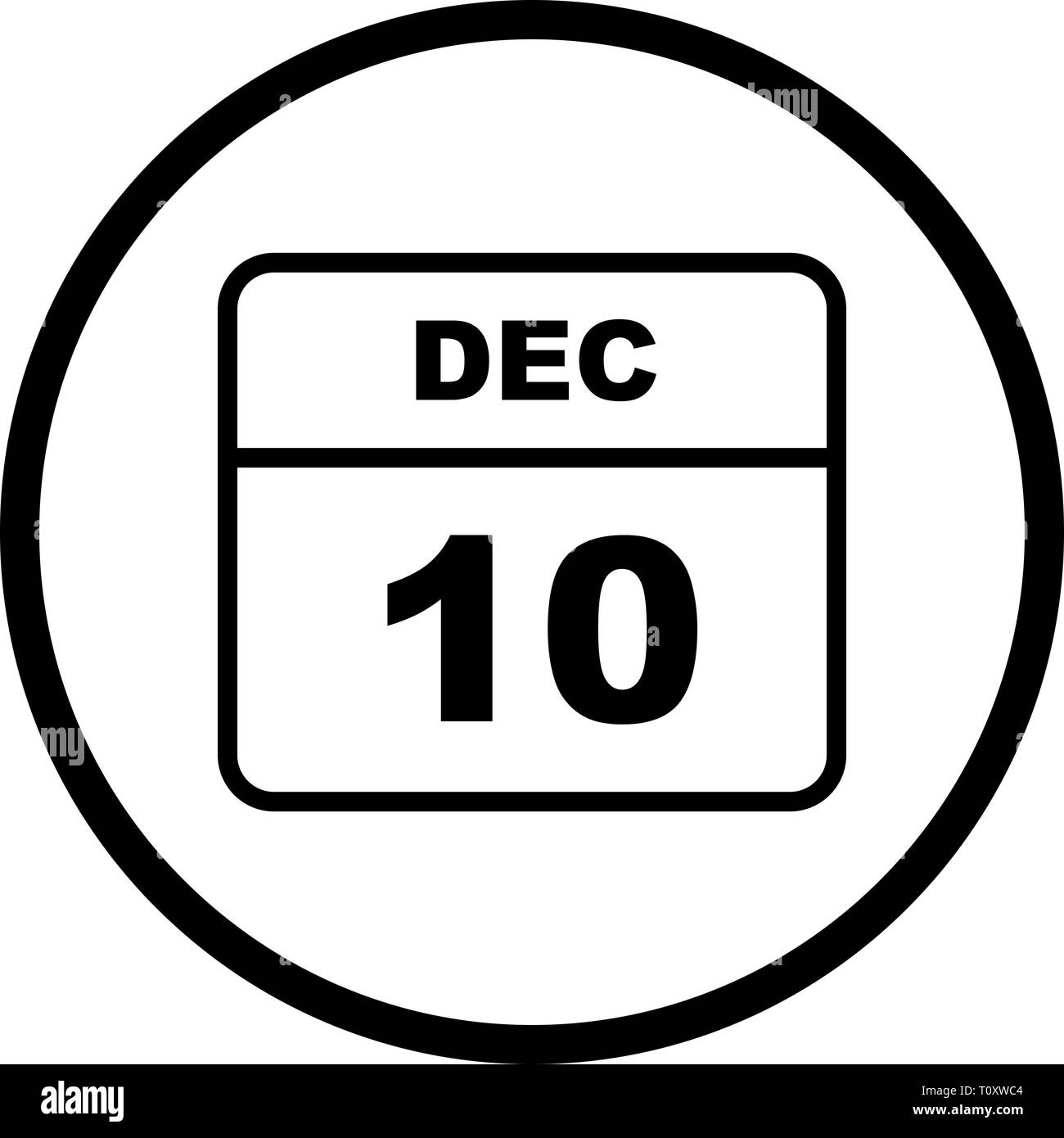December 10th Date on a Single Day Calendar Stock Photo Alamy