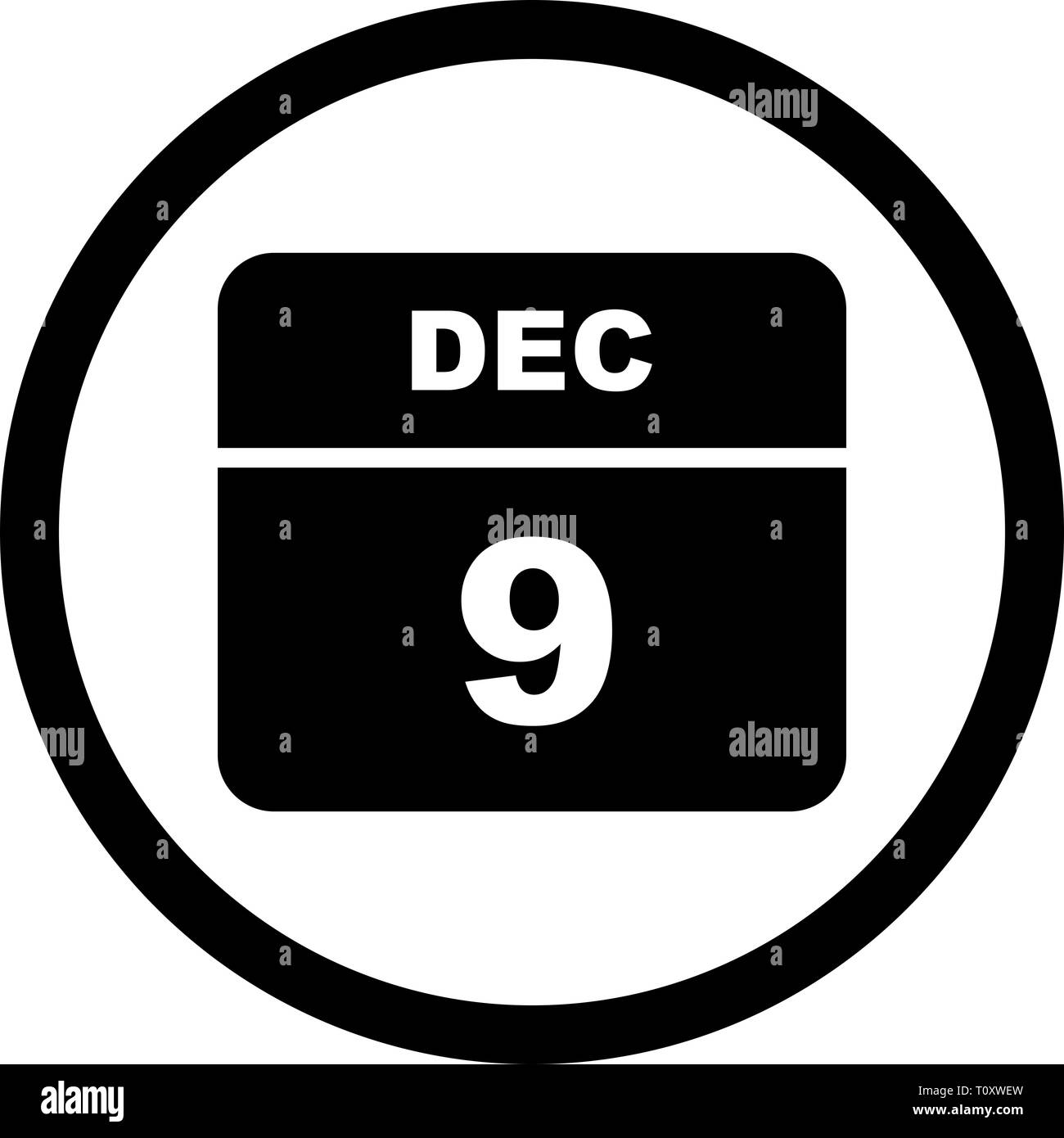 December 9th Date on a Single Day Calendar Stock Photo Alamy