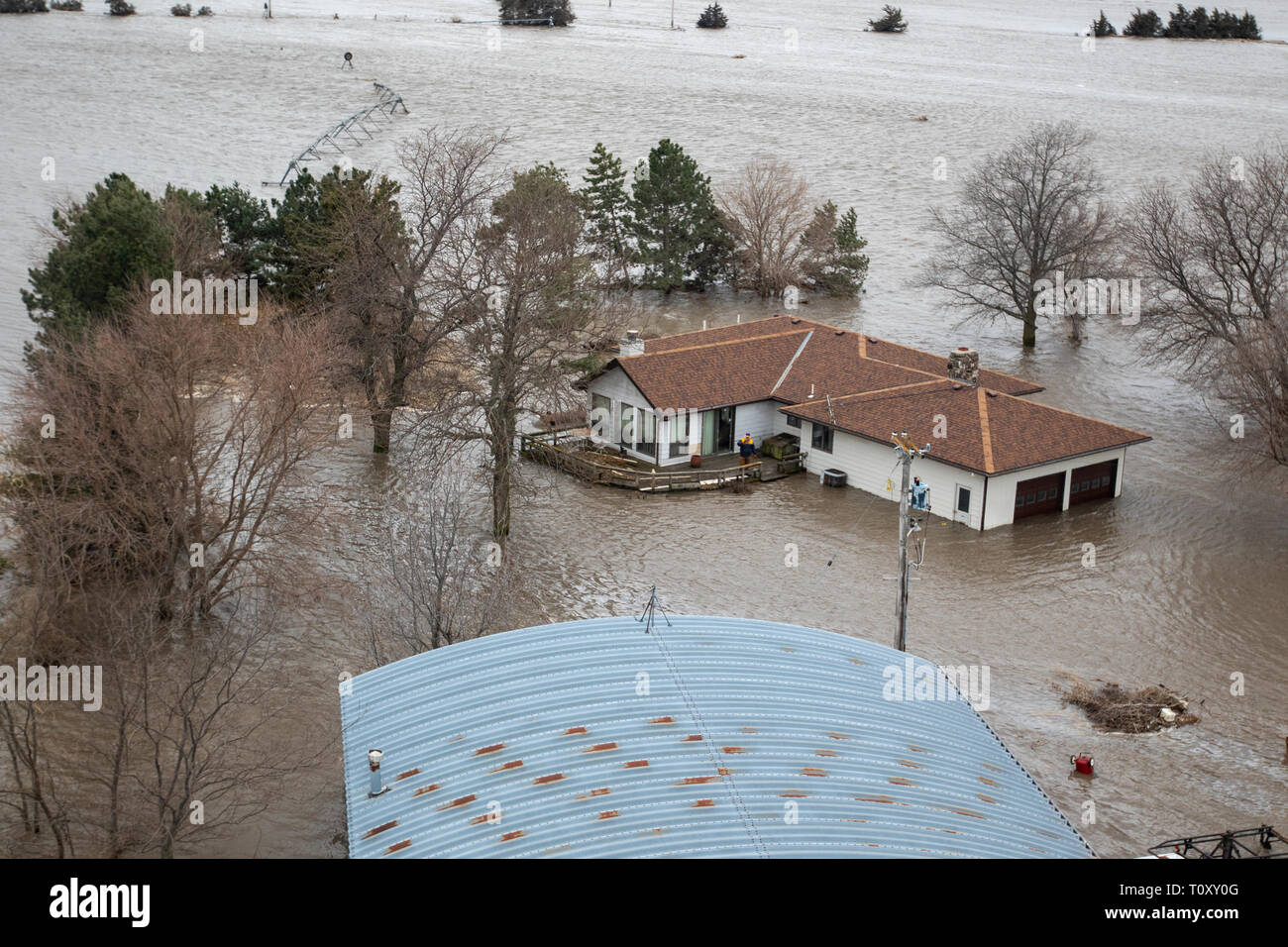 Soldiers with the Nebraska Army National Guard help support flood