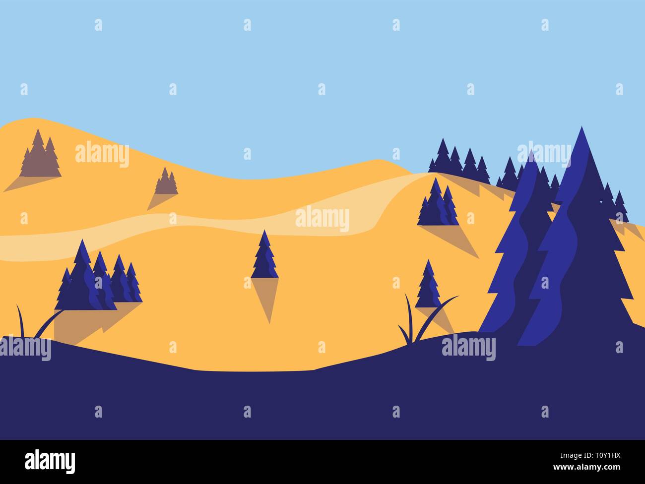 forest landscape scene icon vector illustration design Stock Vector ...