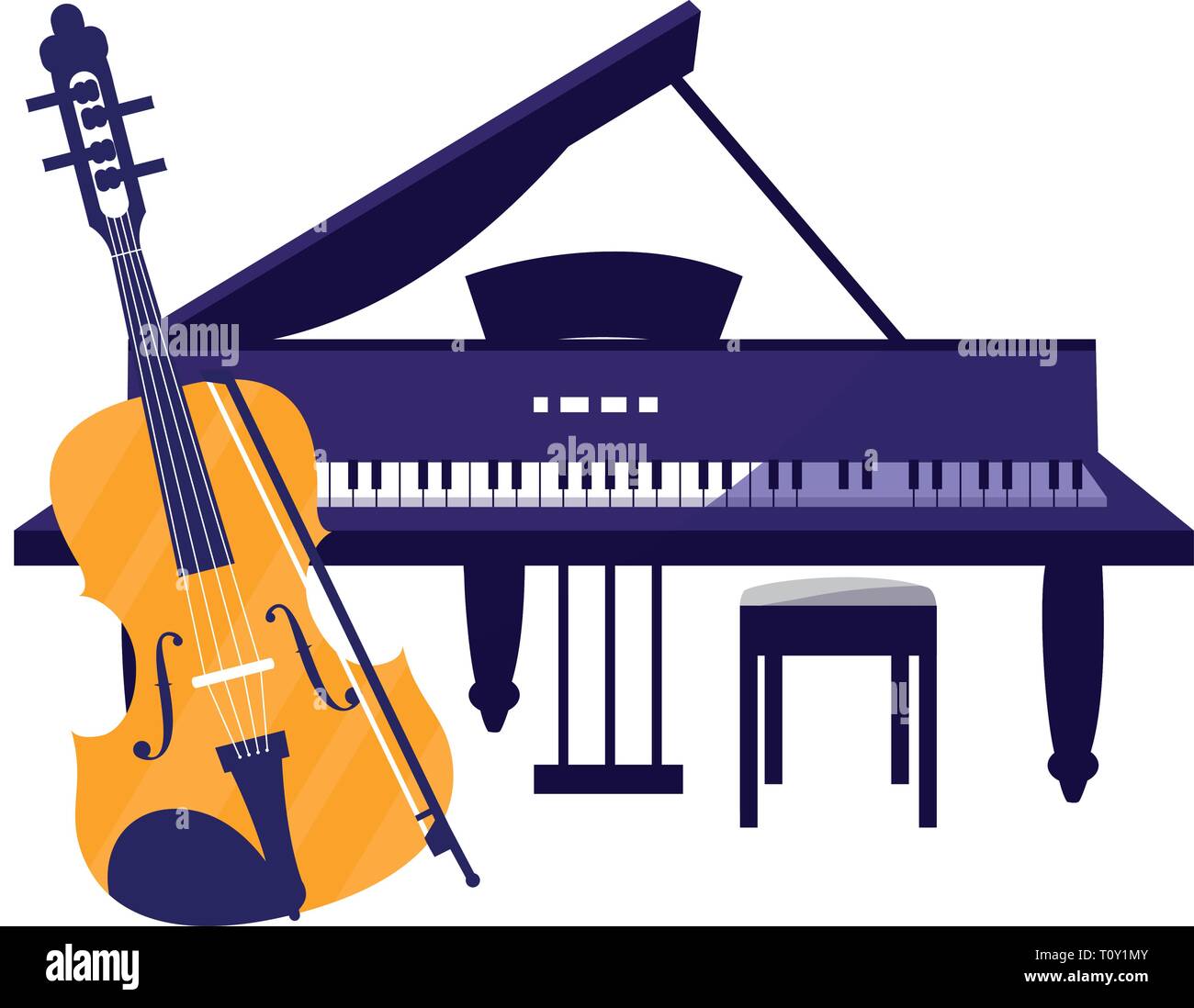 fiddle and grand piano instruments vector illustration design Stock ...