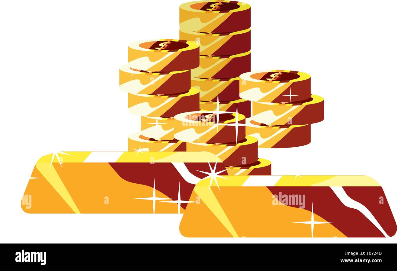 coins stacked gold bars treasure vector illustration Stock Vector Image ...