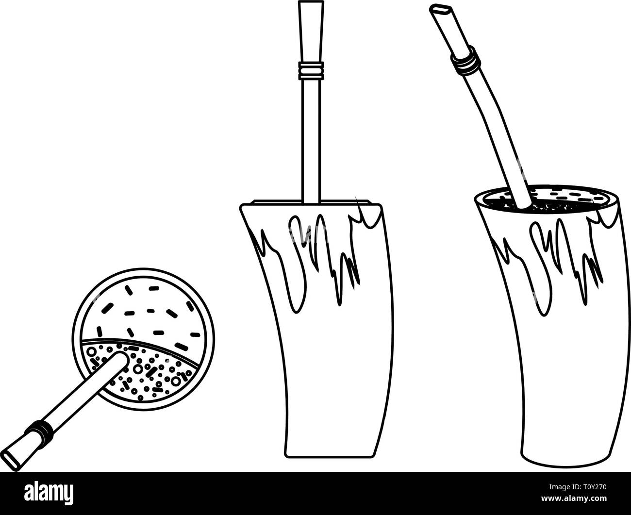 Cuia With Water Bombilia And Yerba Mate For Terere Horn Style Outline Like A Brushstrokes Stock Vector Image Art Alamy