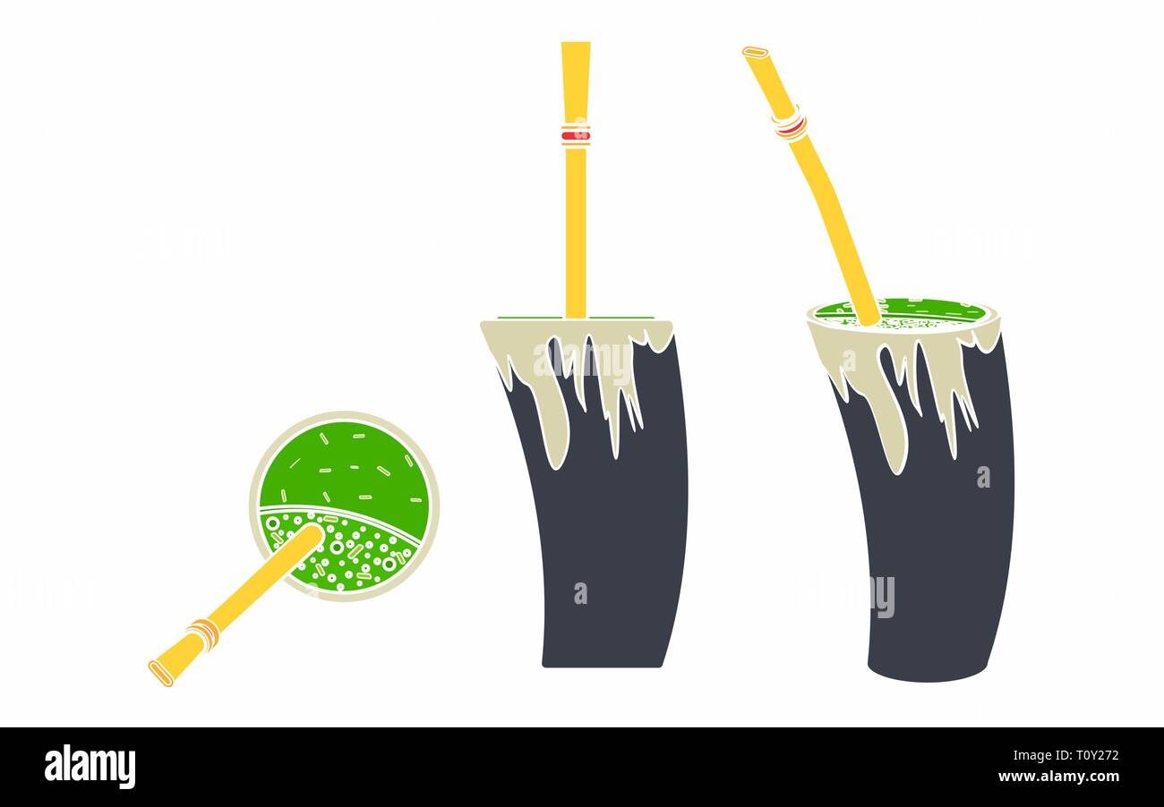 Cuia With Water Bombilia And Yerba Mate For Terere Horn Style Without Outline Stock Vector Image Art Alamy