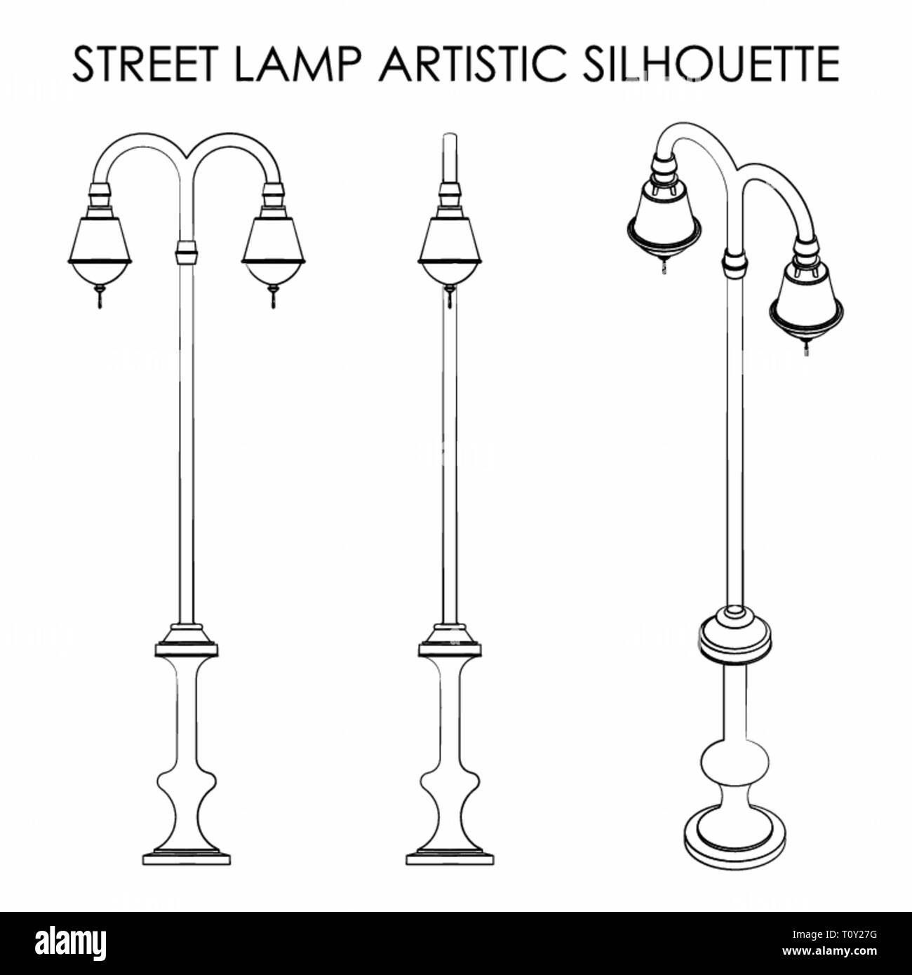 Street lamp  outline like a brushstrokes Stock Vector