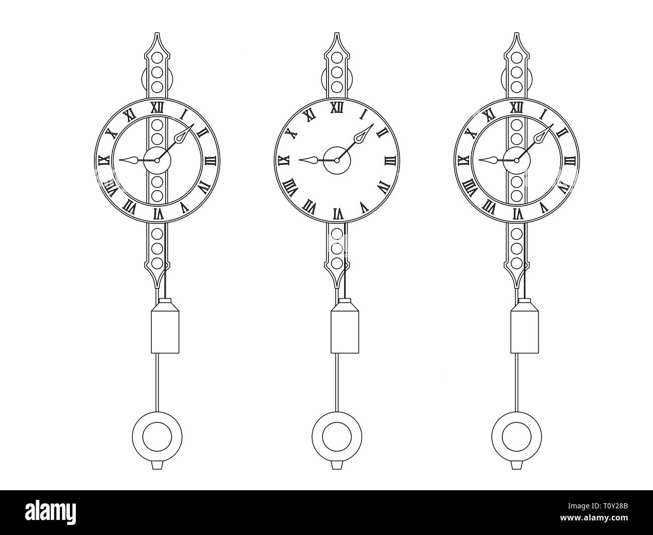 Wall Classic clock outline only Stock Vector Image & Art Alamy