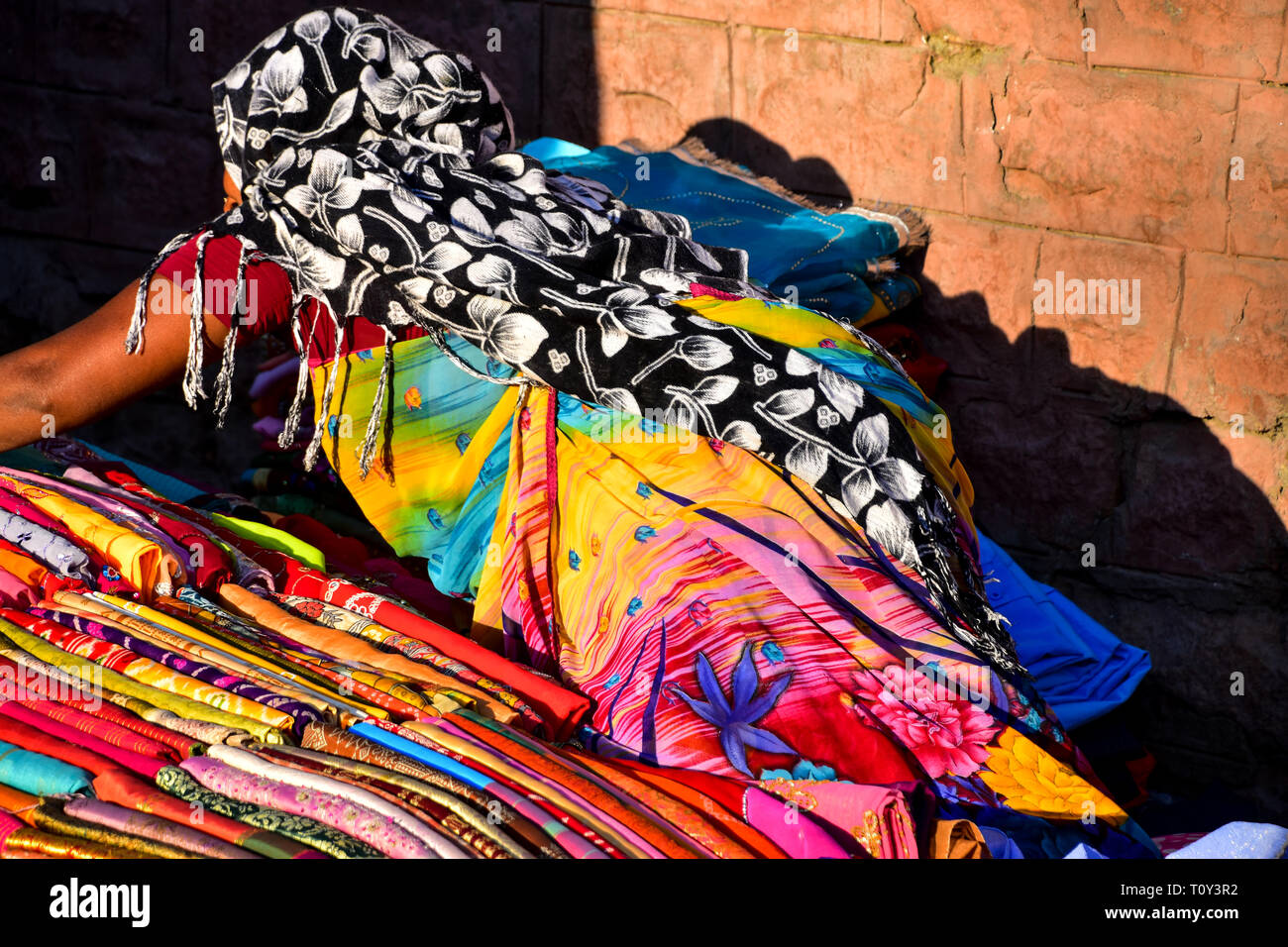 Textile Camouflage, Sardar Market, Jodhpur, Rajasthan, India Stock Photo