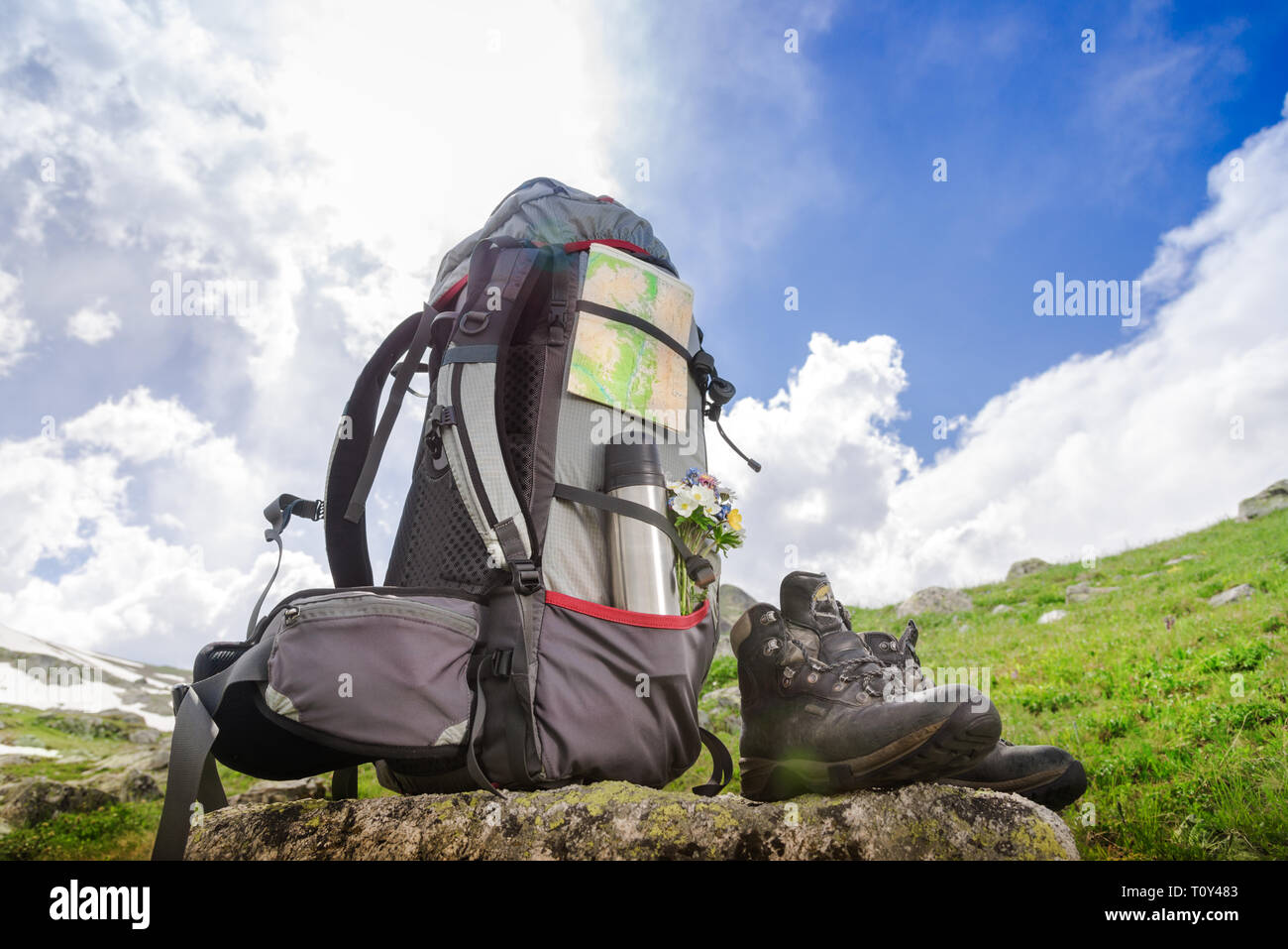 Hiking backpack map hi-res stock photography and images - Alamy