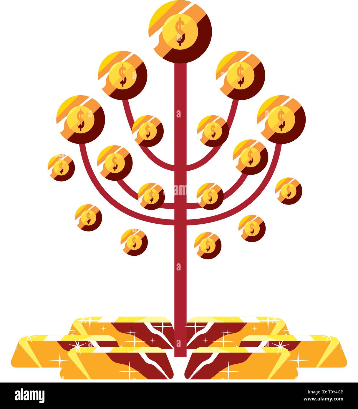 Tree Coin tree coins money bars growth vector illustration Stock Vector Image ...