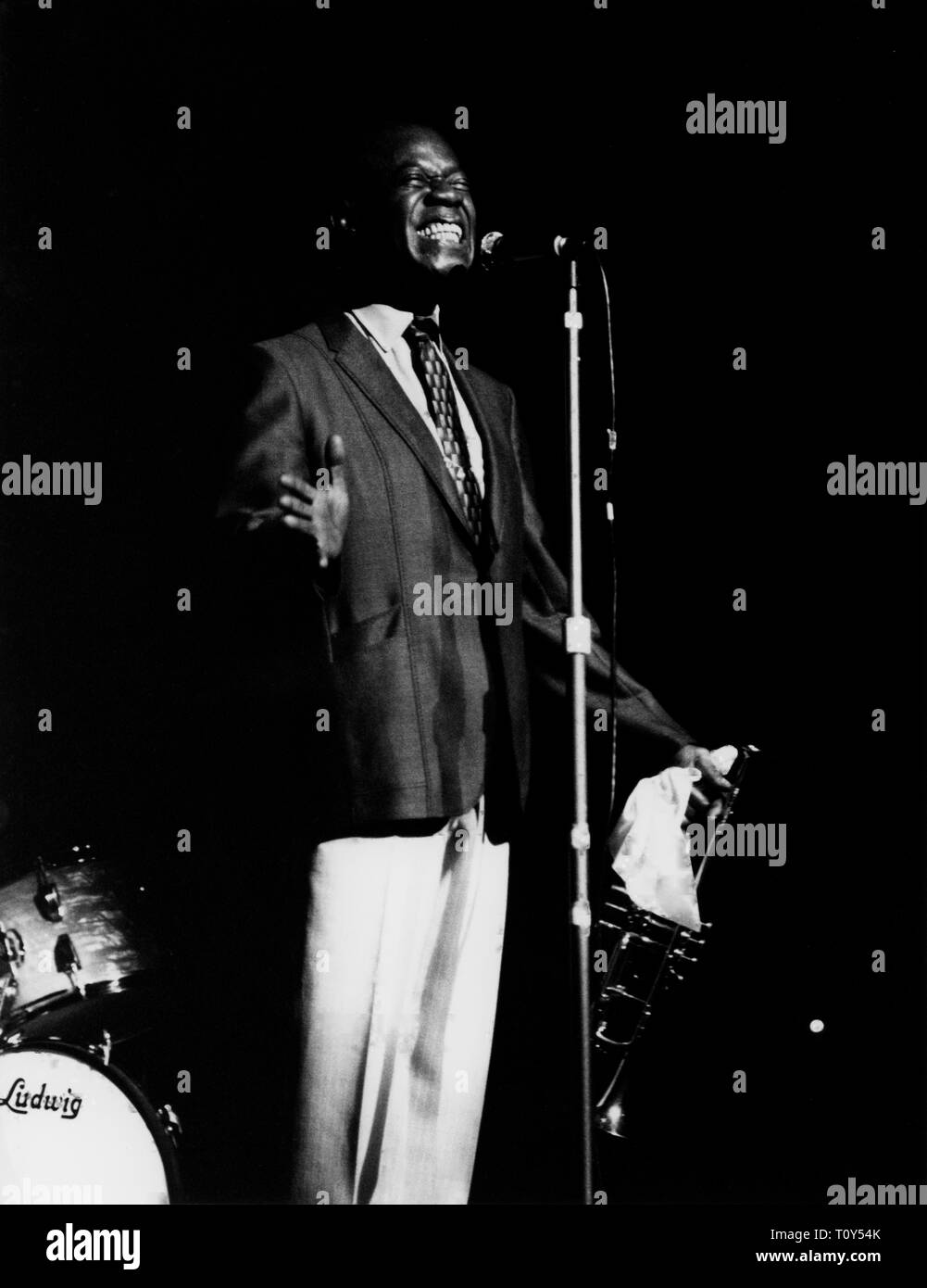 Louis Armstrong on stage, Hammersmith Odeon, London, 1968.  Creator: Brian Foskett. Stock Photo