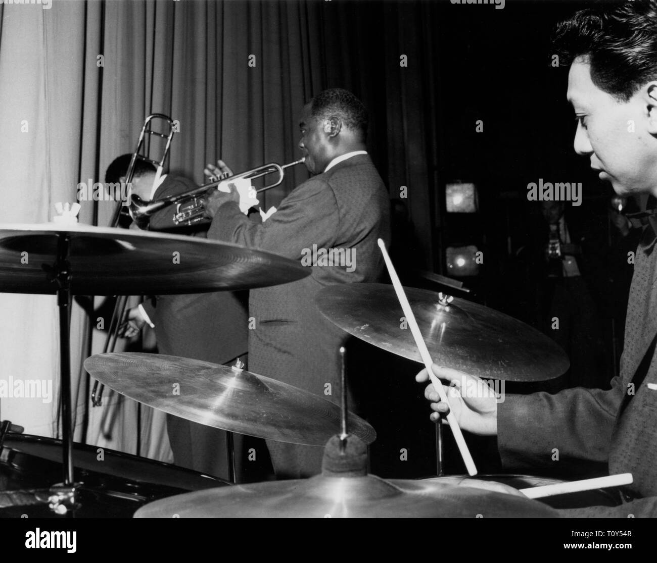 Louis Armstrong and All Stars on stage on Day 2, Finsbury Park Astoria, London, 1962.  Creator: Brian Foskett. Stock Photo