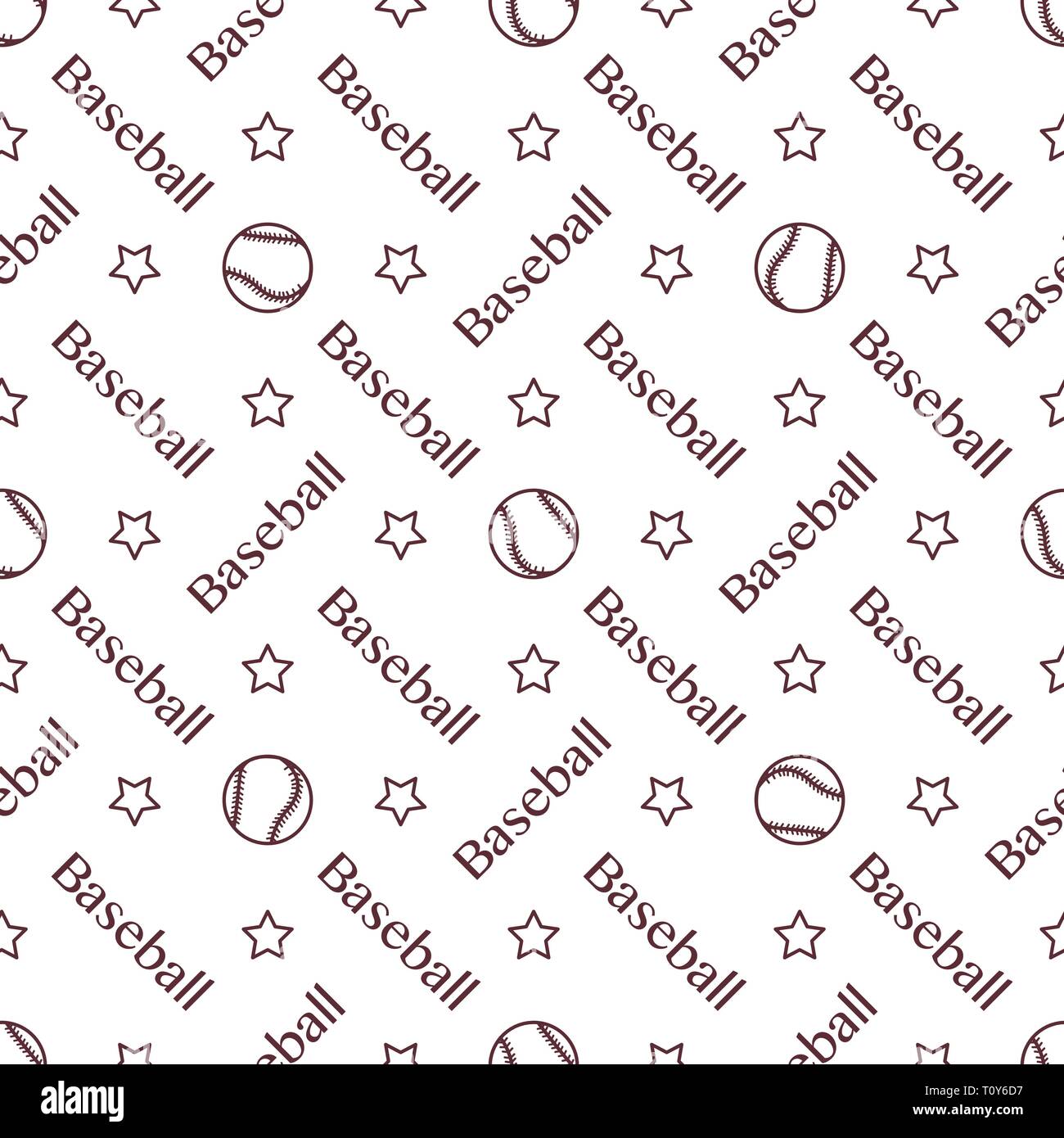Vector seamless pattern with baseball balls and inscription baseball ...