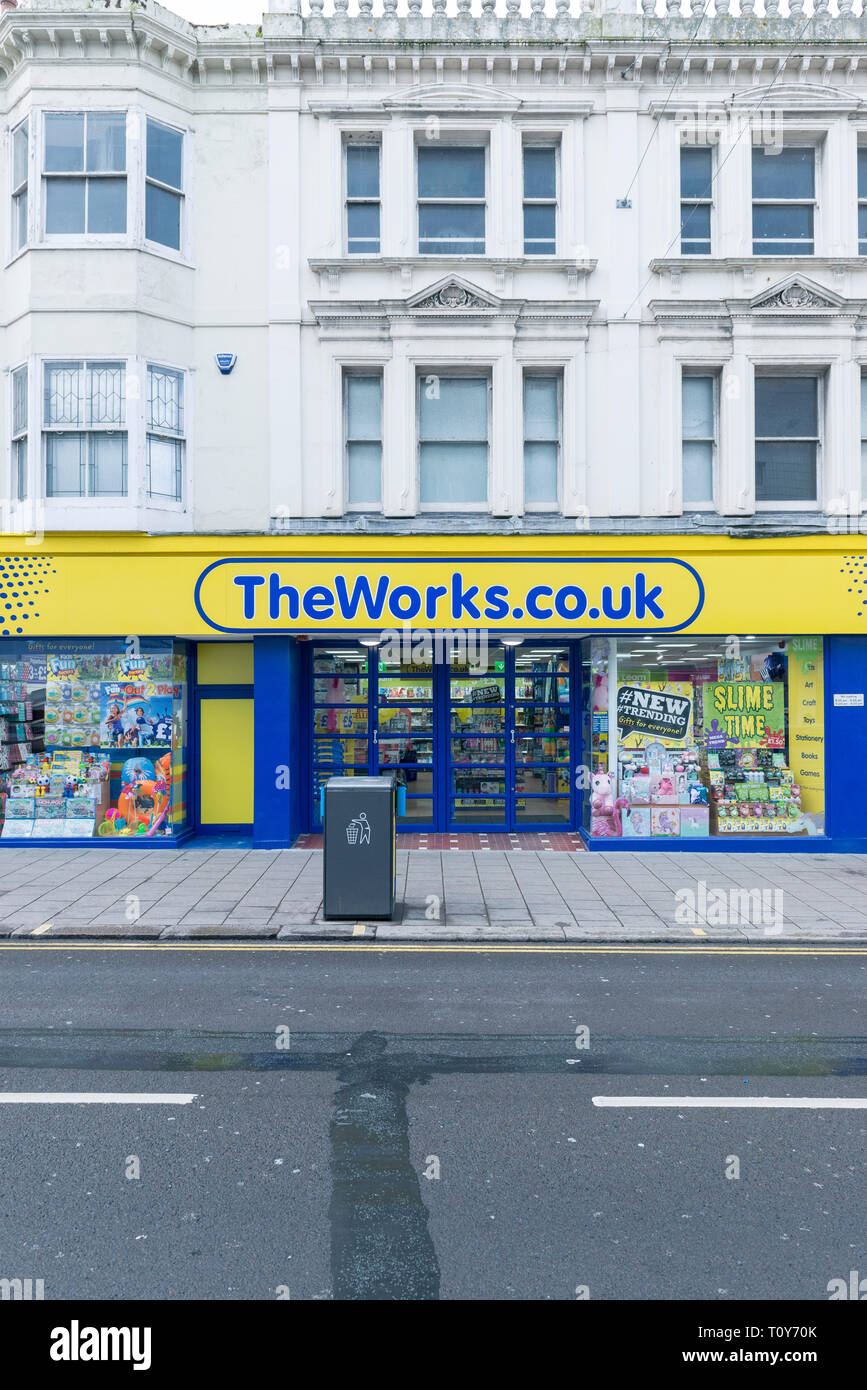 photos inside and outside of The Works store in Brighton showing the