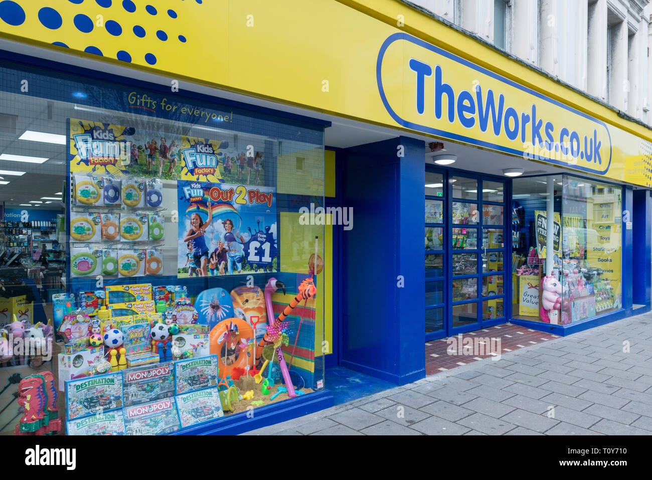 photos inside and outside of The Works store in Brighton showing the