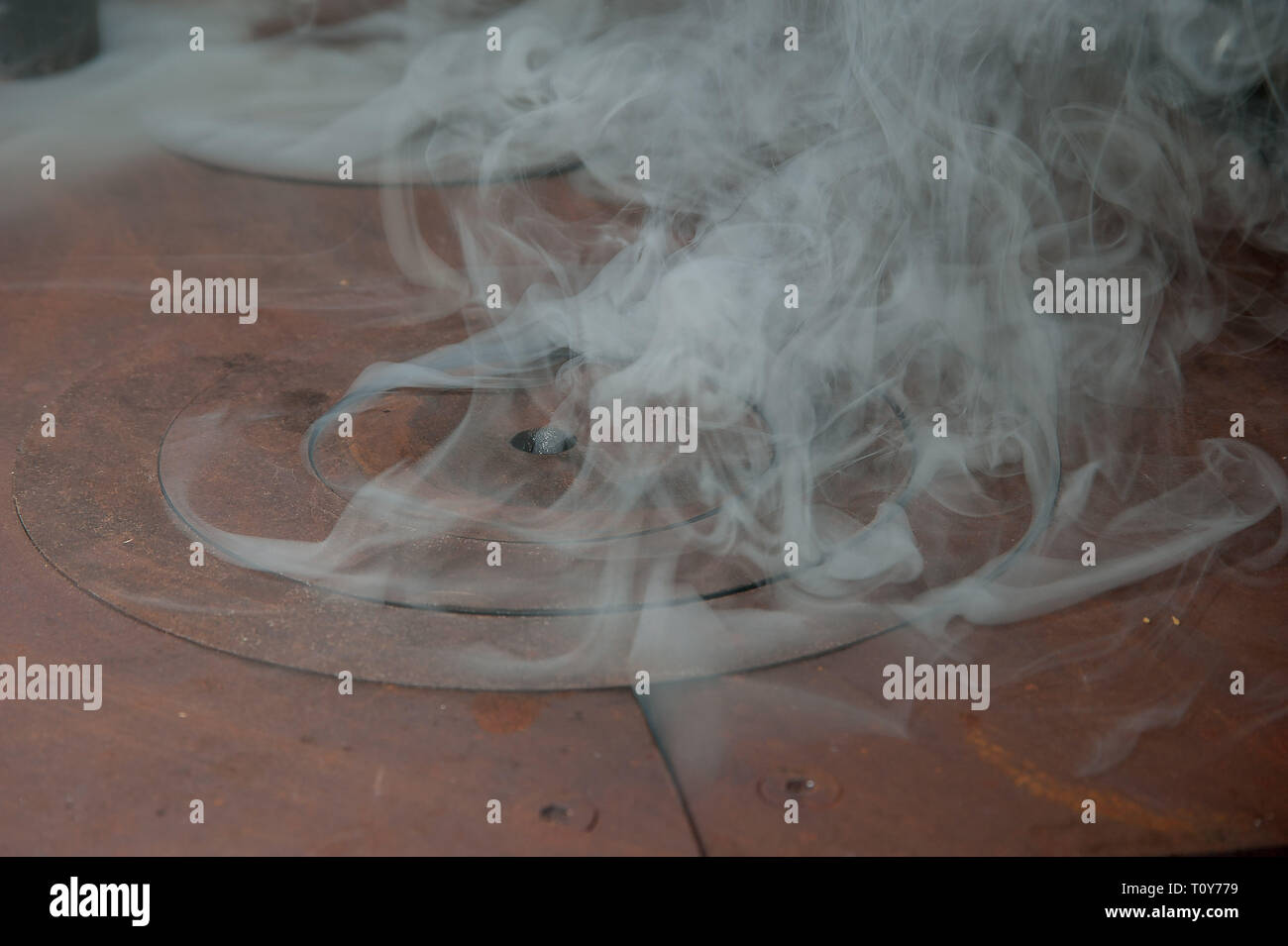wood stove that loses smoke Stock Photo Alamy