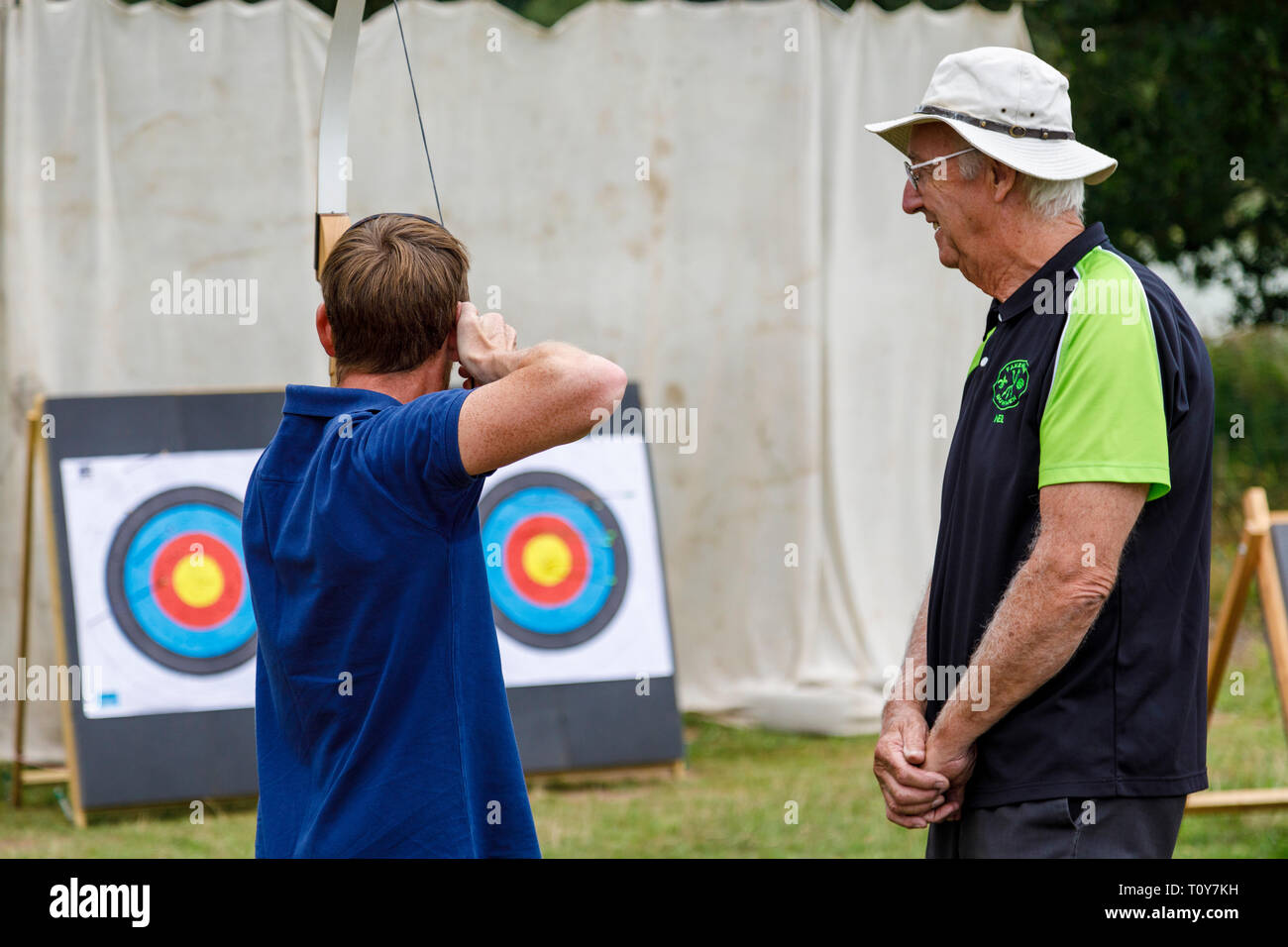 An archery experience at the 2018 Aylsham Agricultural Show, Norfolk, UK. Stock Photo