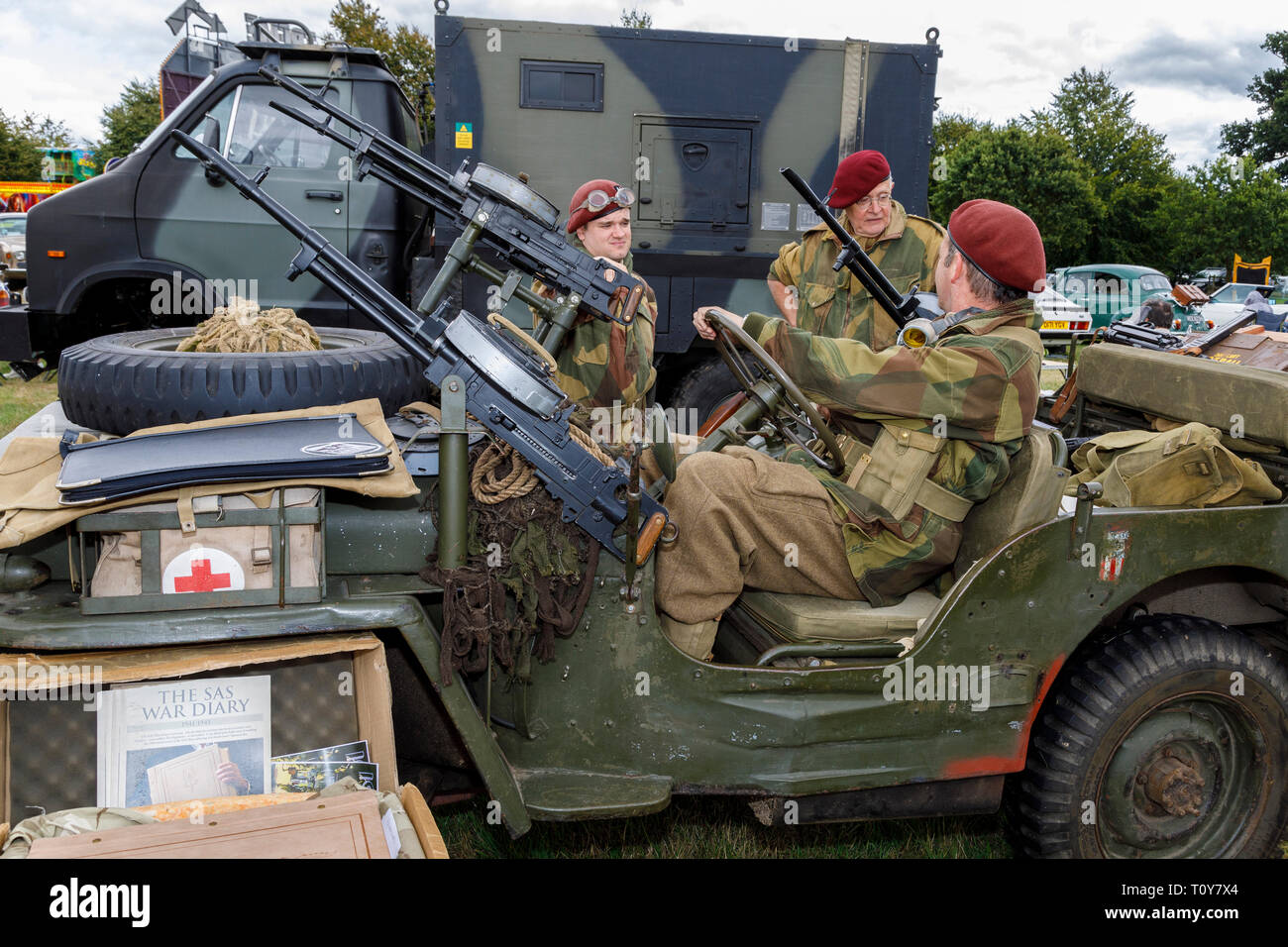 Military vehicle display at the 2018 Aylsham Agricultural Show, Norfolk, UK. Stock Photo