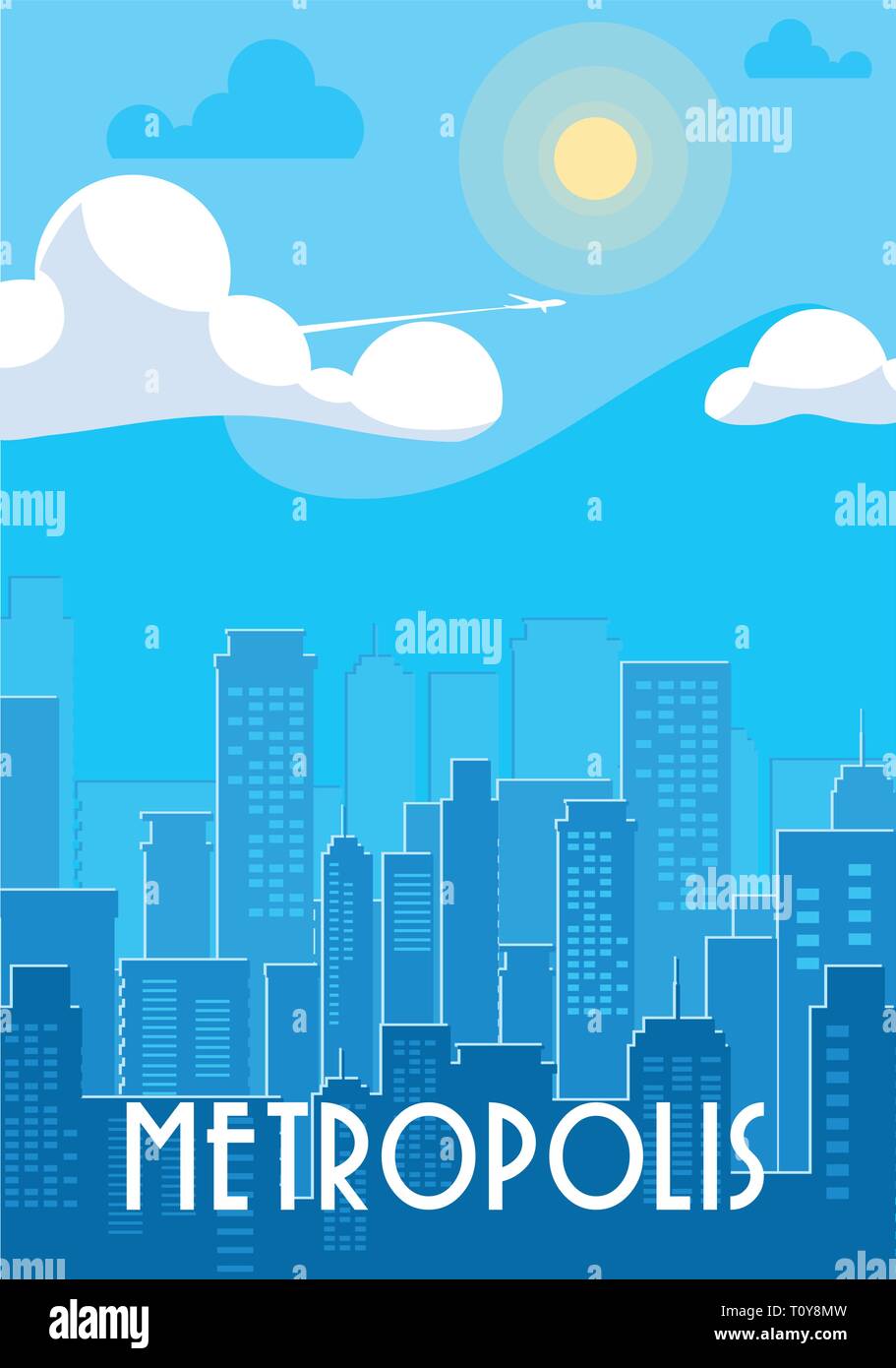 metropolis cityscape buildings scene vector illustration design Stock ...