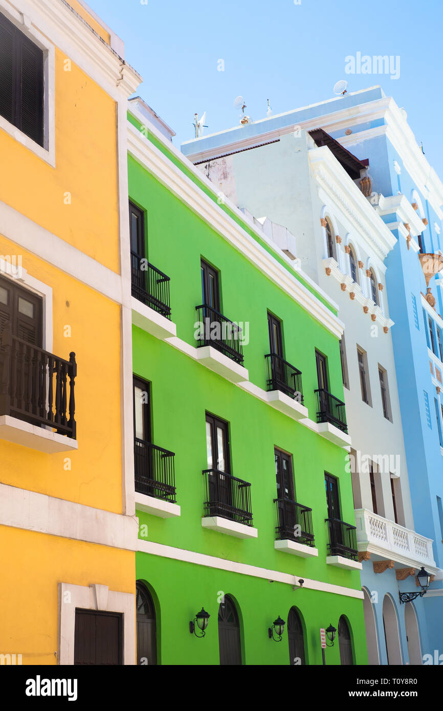 Old San Juan Puerto Rico with example of typical old colorful