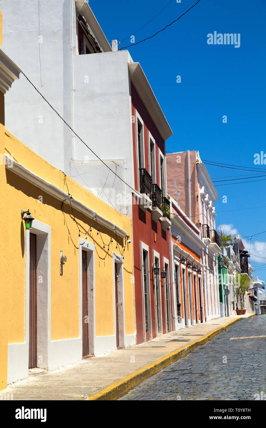 Old San Juan Puerto Rico with example of typical old colorful architecture Stock Photo