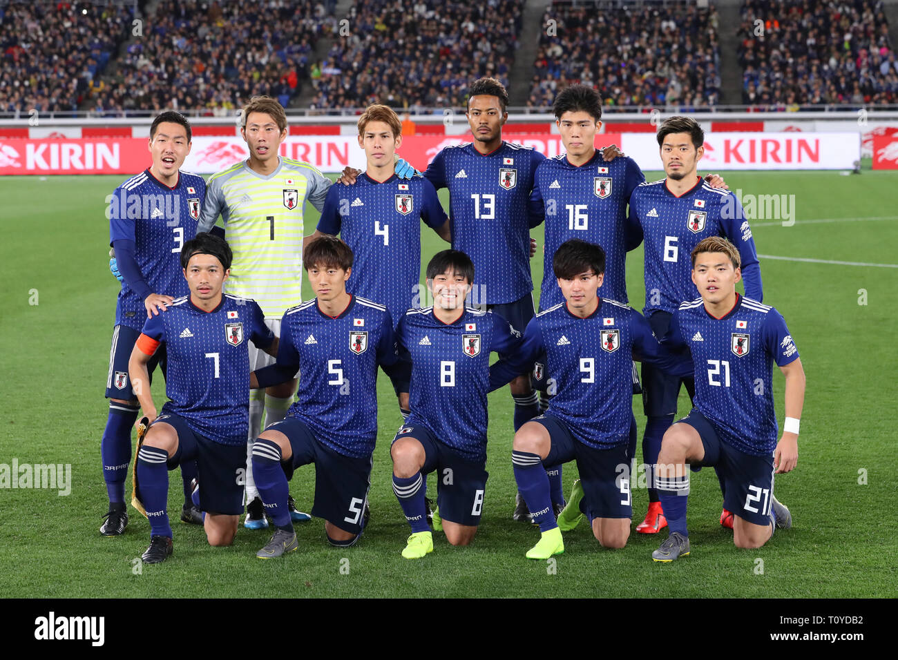 Japan team group line-up (JPN),  MARCH 22, 2019 - Football / Soccer :  KIRIN Challenge Cup 2018  match between Japan - Colombia  at Nissan Stadium in Kanagawa, Japan. (Photo by Yohei Osada/AFLO SPORT) Stock Photo
