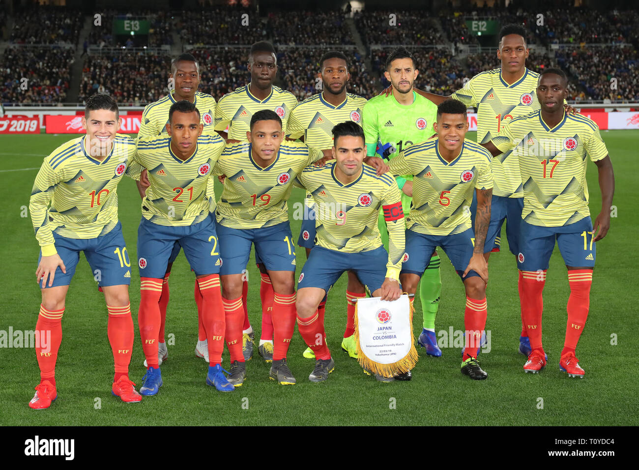 Colombia team group line-up (COL),  MARCH 22, 2019 - Football / Soccer :  KIRIN Challenge Cup 2019 match  between Japan 0-1 Colombia  at Nissan Stadium in Kanagawa, Japan.  (Photo by YUTAKA/AFLO SPORT) Stock Photo