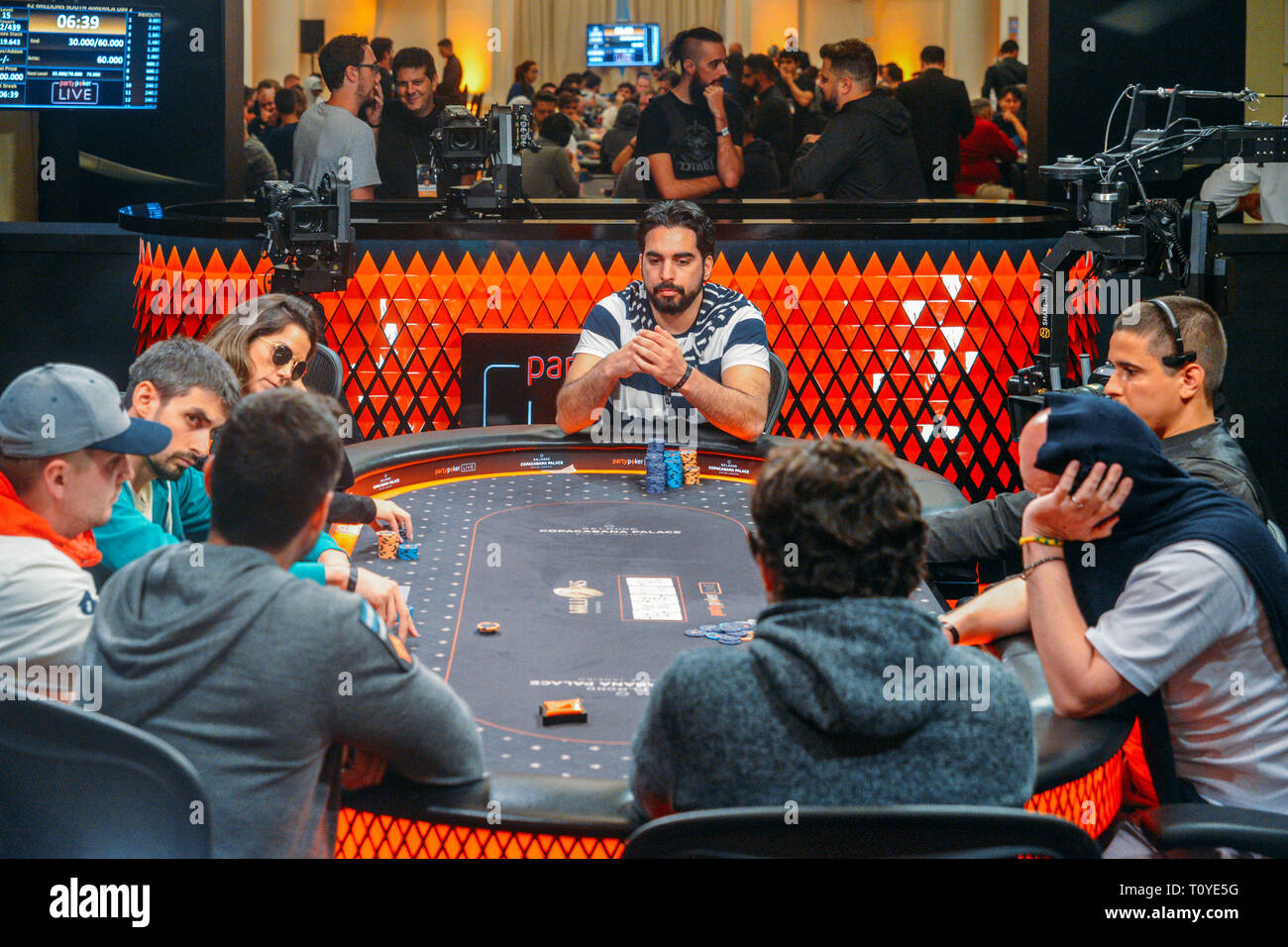 Rio de Janeiro, Brazil - March 21st, 2019: Poker Players at the Main Event of the PartyPoker LIVE MILLIONS South America 2019 occuring at the luxurious Copacabana Palace Belmond Hotel in Rio de Janeiro, Brazil from March 15th through March 24th, 2019. Credit: Alexandre Rotenberg/Alamy Live News Stock Photo