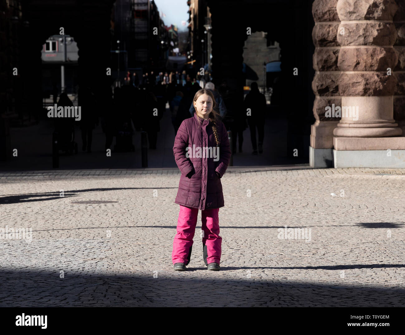 Stockholm, Sweden. 22 March, 2019. 16-year-old Swedish climate activist Greta Thunberg demonstrating in Stockholm on Fridays. Credit: Per Grunditz / Alamy Live News Stock Photo