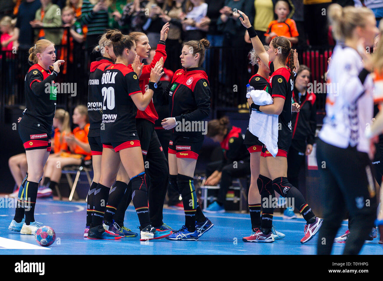 Groningen, Netherlands. 22nd Mar, 2019. Handball, women: international, Netherlands - Germany: Germany's team from Germany at the end of the match. Credit: Marco Wolf/wolf-sportfoto/dpa/Alamy Live News Stock Photo