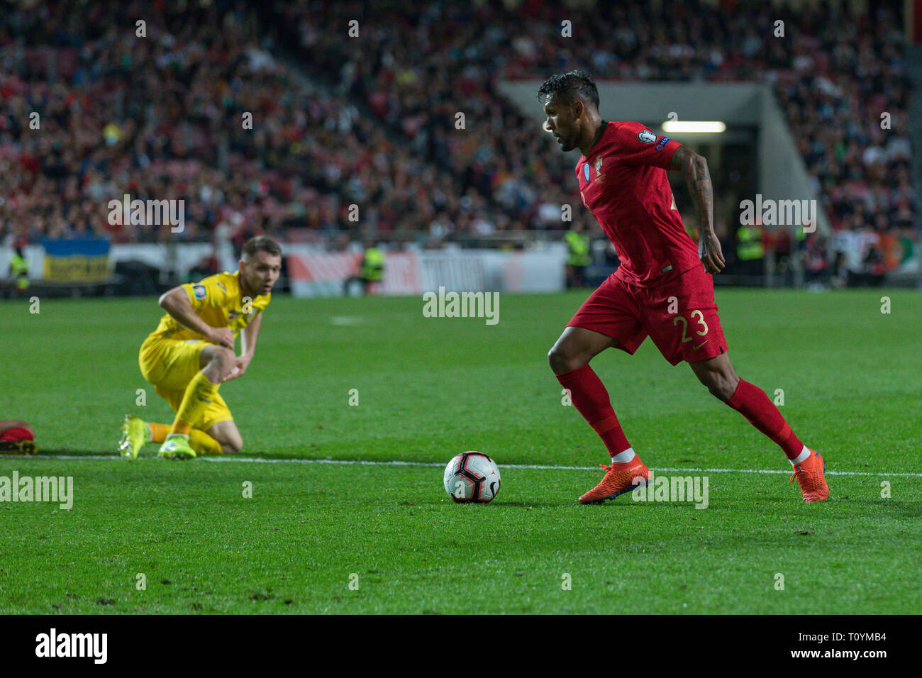 Lisbon, Portugal. 22nd Mar, 2019. March 22, 2019. Lisbon, Portugal. Portugal's and Braga forward Dyego Sousa (23) during the European Championship 2020 Qualifying Round between Portugal and Ukraine Credit: Alexandre de Sousa/Alamy Live News Stock Photo