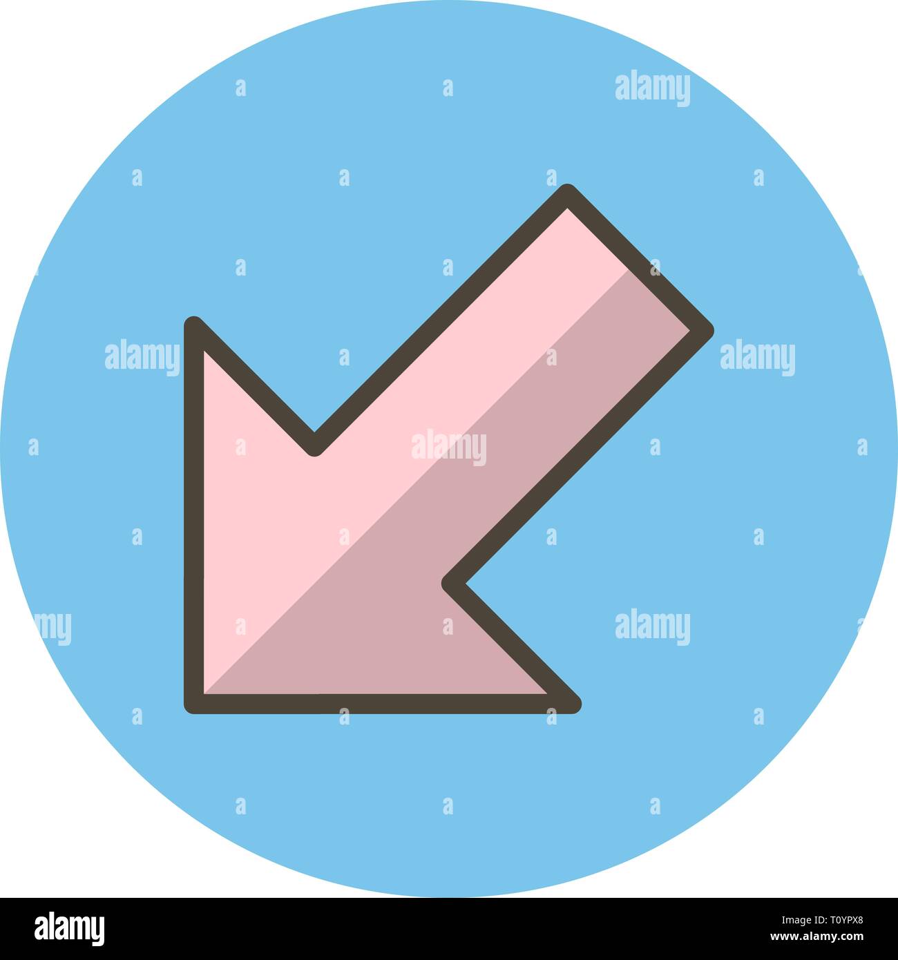 Left Down Vector Icon Stock Photo - Alamy