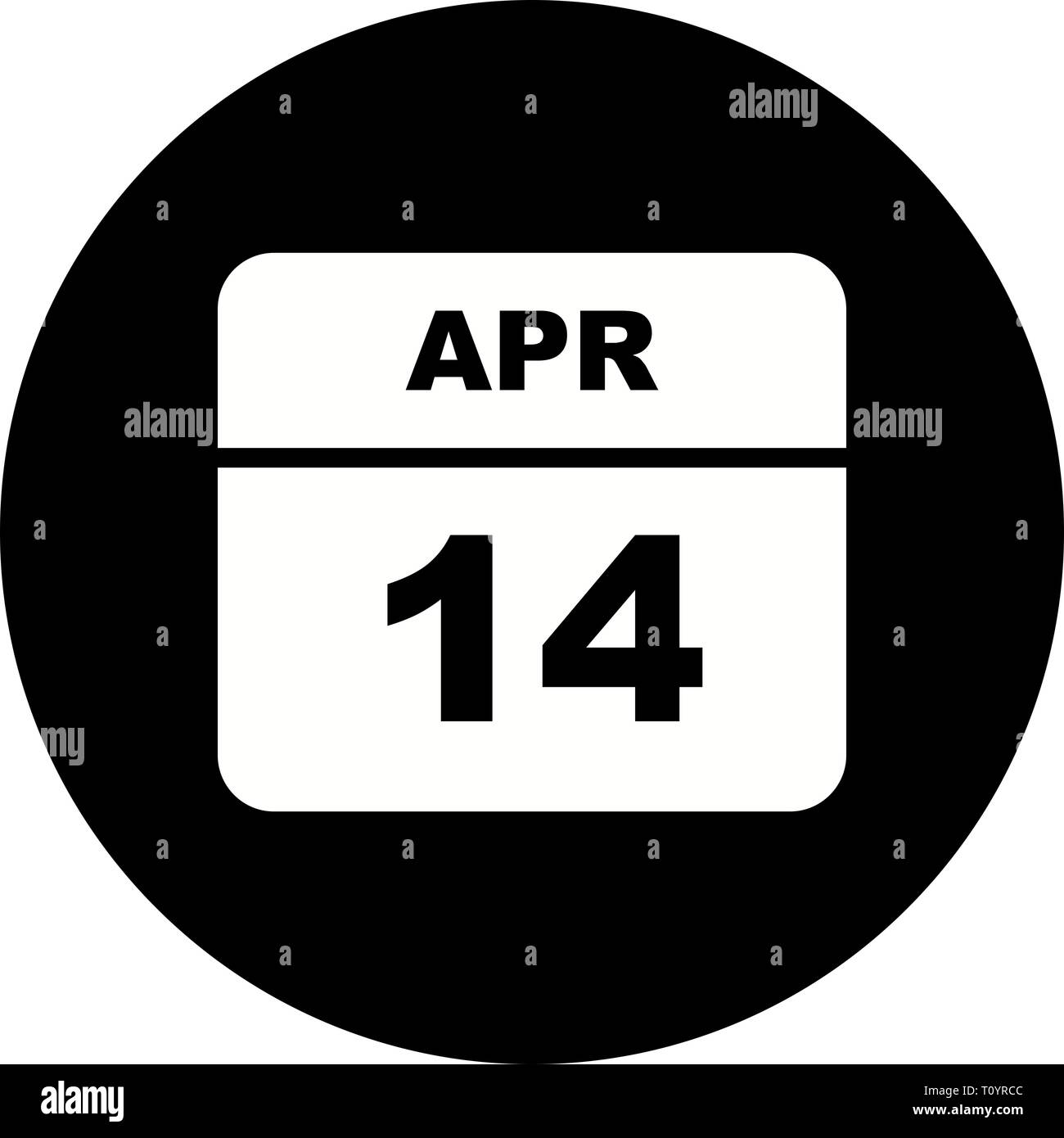 April 14th Date on a Single Day Calendar Stock Photo