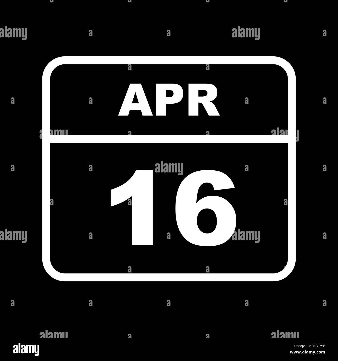 April 16th Date on a Single Day Calendar Stock Photo Alamy