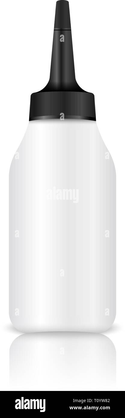 Professional cosmetics Bottle mock up for developer cream, gel, liquid. Realistic vector illustration. Jar with drop dispenser. Stock Vector
